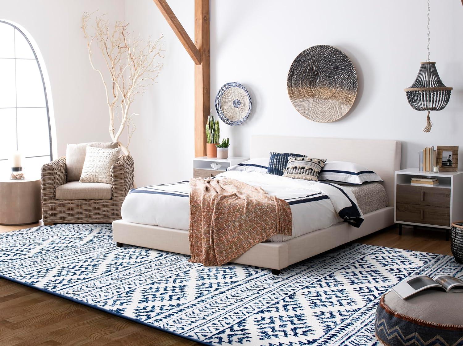 image:imageSAFAVIEH Area Rug 8x10 Tulum Collection Large Ivory amp Navy Moroccan Boho Tribal Design NonShedding amp Easy to Clean Ideal for Living Room Bedroom Dining Space TUL272DIvoryNavy