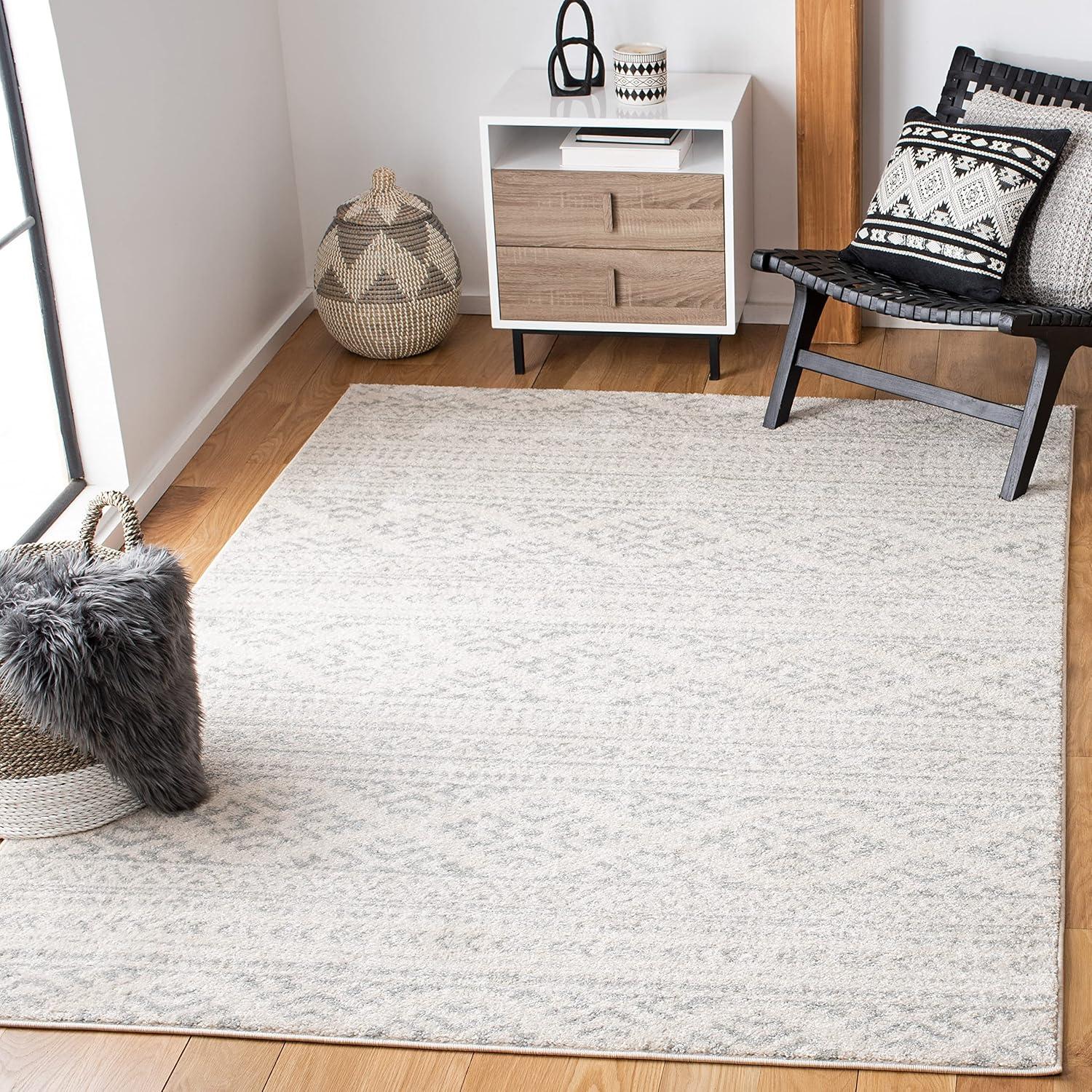 image:imageSAFAVIEH Area Rug 8x10 Tulum Collection Large Ivory amp Navy Moroccan Boho Tribal Design NonShedding amp Easy to Clean Ideal for Living Room Bedroom Dining Space TUL272DIvoryLight Grey