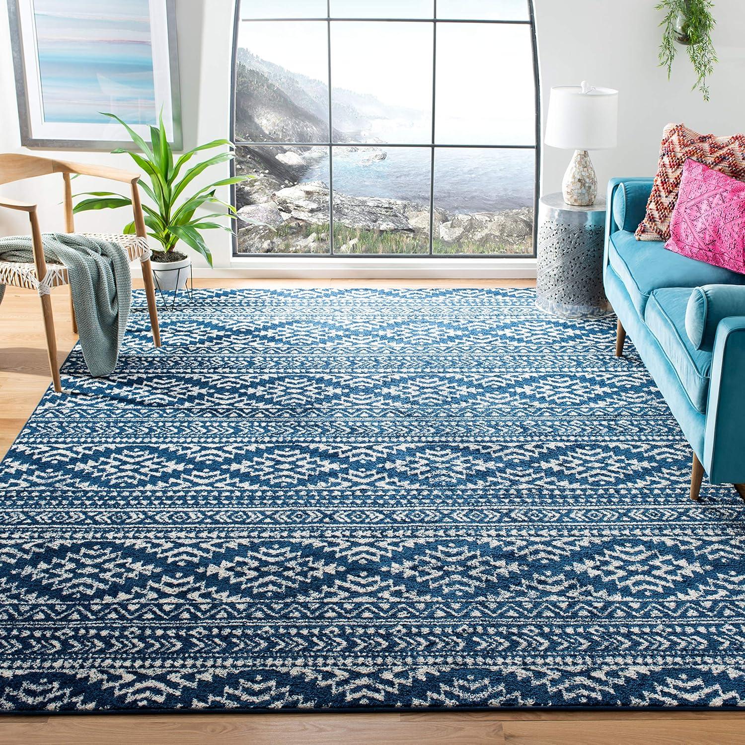 image:imageSAFAVIEH Area Rug 8x10 Tulum Collection Large Ivory amp Navy Moroccan Boho Tribal Design NonShedding amp Easy to Clean Ideal for Living Room Bedroom Dining Space TUL272DNavyIvory