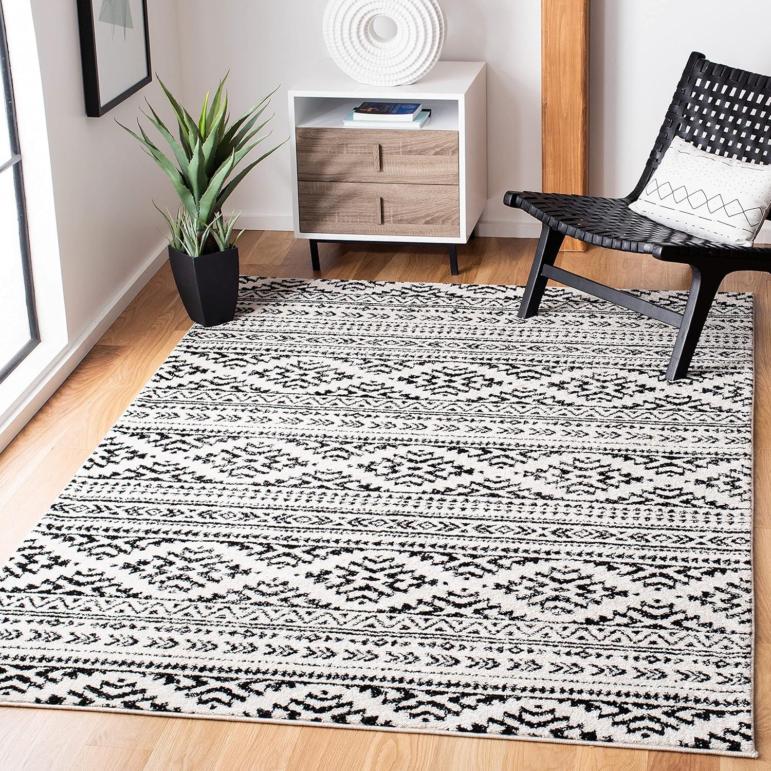 image:imageSAFAVIEH Area Rug 8x10 Tulum Collection Large Ivory amp Navy Moroccan Boho Tribal Design NonShedding amp Easy to Clean Ideal for Living Room Bedroom Dining Space TUL272DIvoryBlack