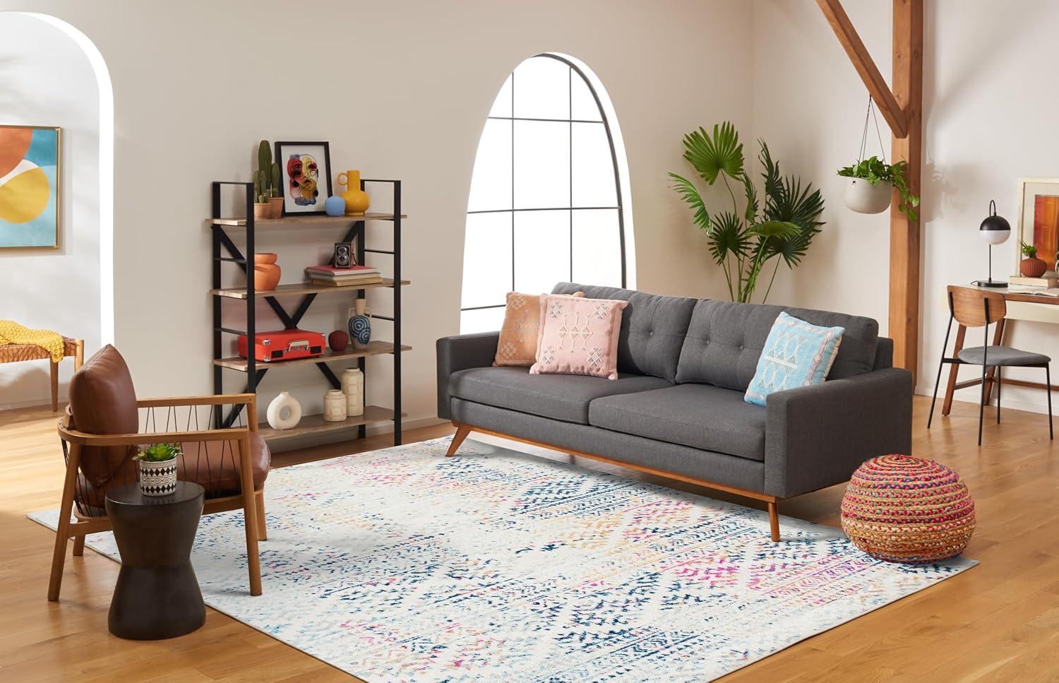 image:imageSAFAVIEH Area Rug 8x10 Tulum Collection Large Ivory amp Navy Moroccan Boho Tribal Design NonShedding amp Easy to Clean Ideal for Living Room Bedroom Dining Space TUL272DIvoryBlue
