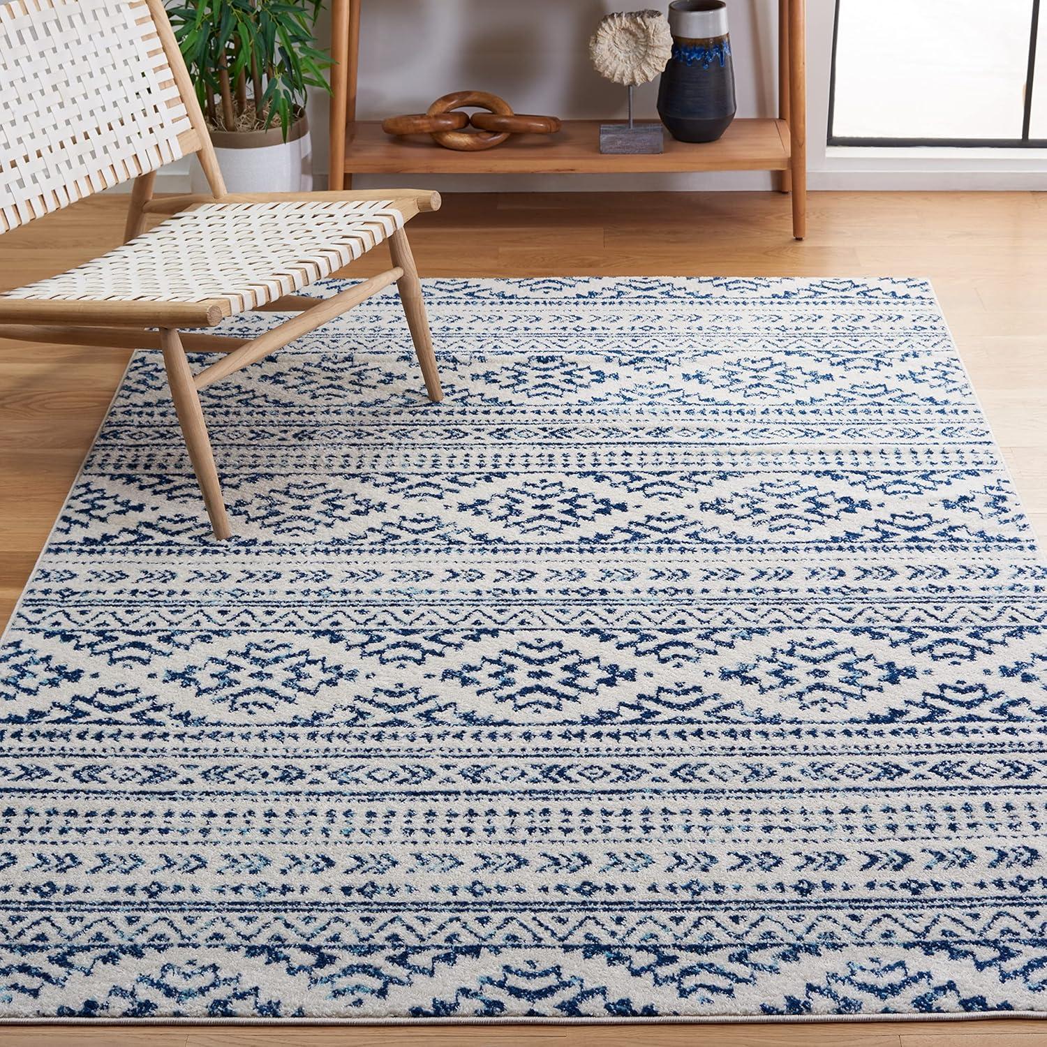 image:imageSAFAVIEH Area Rug 8x10 Tulum Collection Large Ivory amp Navy Moroccan Boho Tribal Design NonShedding amp Easy to Clean Ideal for Living Room Bedroom Dining Space TUL272DIvoryNavy