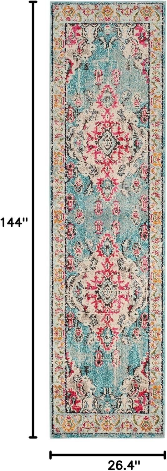 image:imageSAFAVIEH Monaco Collection Area Rug 8 x 11 Violet amp Light Blue NonShedding amp Easy to Clean Distressed Medallion Design Ideal for Living Room Bedroom Dining Space MNC243LLight BlueFuchsia