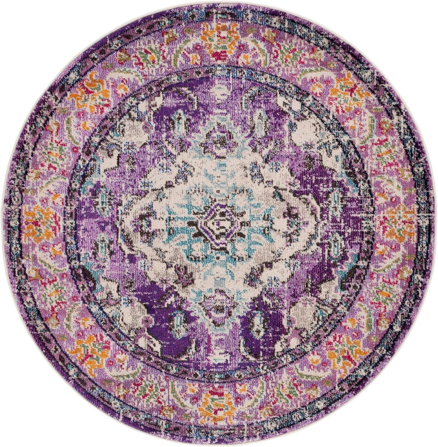 image:imageSAFAVIEH Monaco Collection Area Rug 8 x 11 Violet amp Light Blue NonShedding amp Easy to Clean Distressed Medallion Design Ideal for Living Room Bedroom Dining Space MNC243LVioletLight Blue