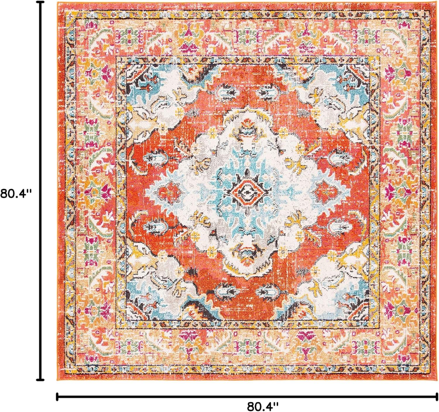 image:imageSAFAVIEH Monaco Collection Area Rug 8 x 11 Violet amp Light Blue NonShedding amp Easy to Clean Distressed Medallion Design Ideal for Living Room Bedroom Dining Space MNC243LOrangeLight Blue