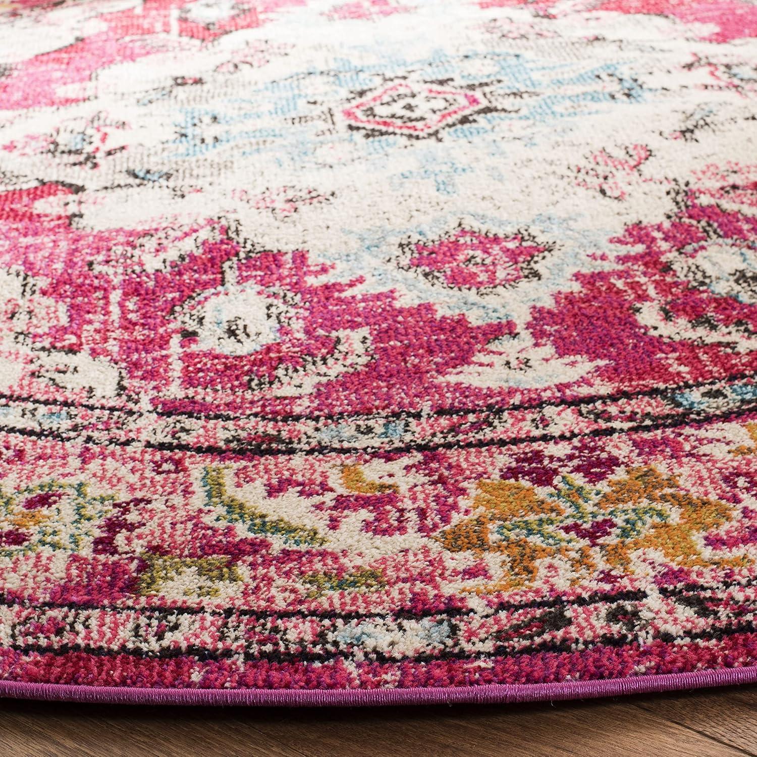 image:imageSAFAVIEH Monaco Collection Area Rug 8 x 11 Violet amp Light Blue NonShedding amp Easy to Clean Distressed Medallion Design Ideal for Living Room Bedroom Dining Space MNC243LPinkMulti
