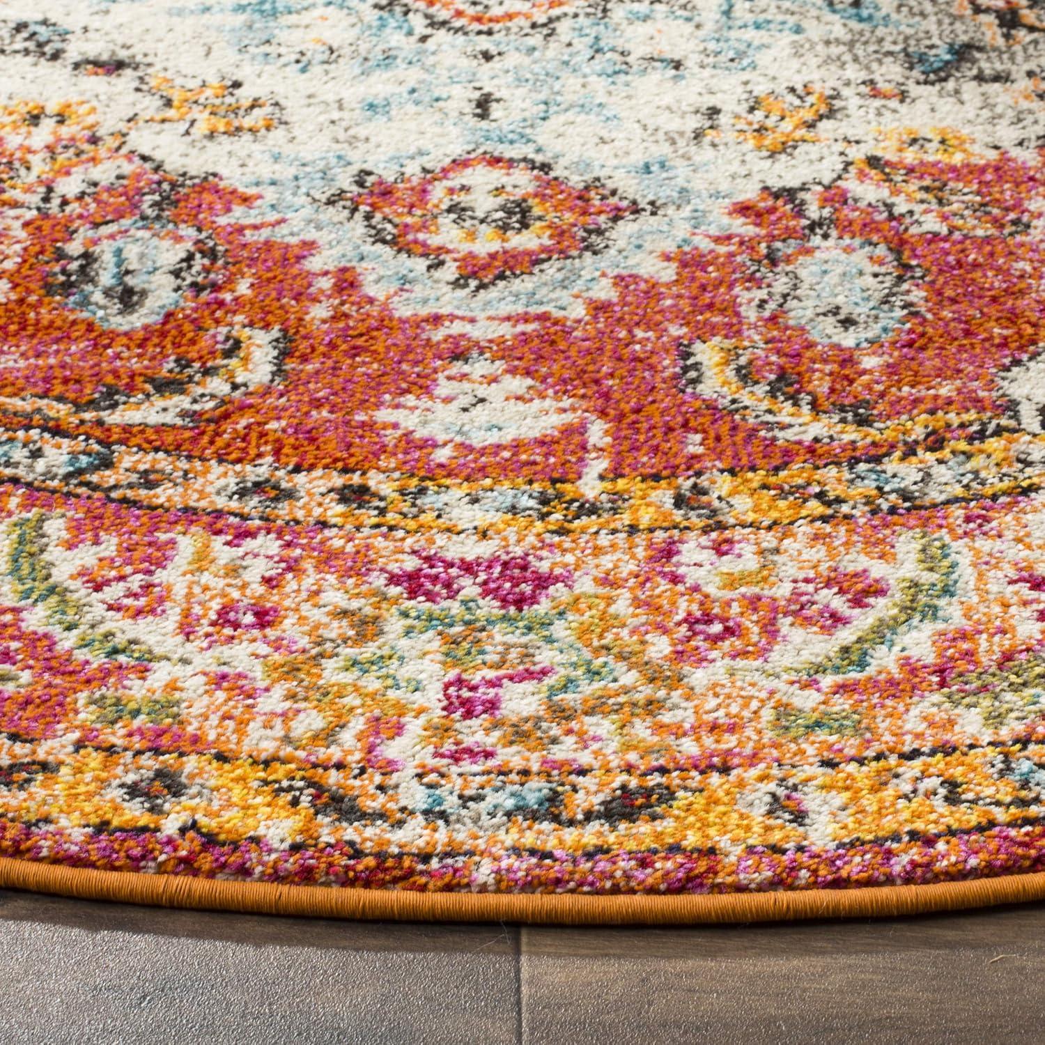 image:imageSAFAVIEH Monaco Collection Area Rug 8 x 11 Violet amp Light Blue NonShedding amp Easy to Clean Distressed Medallion Design Ideal for Living Room Bedroom Dining Space MNC243LOrangeLight Blue