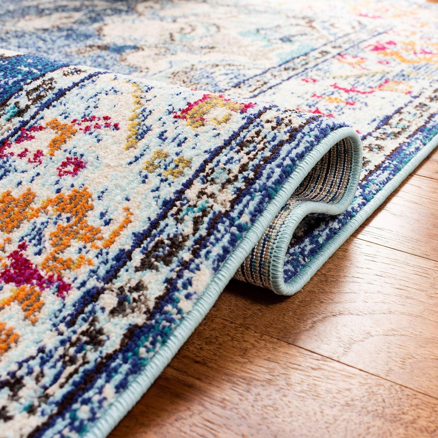 image:imageSAFAVIEH Monaco Collection Area Rug 8 x 11 Violet amp Light Blue NonShedding amp Easy to Clean Distressed Medallion Design Ideal for Living Room Bedroom Dining Space MNC243LNavyLight Blue