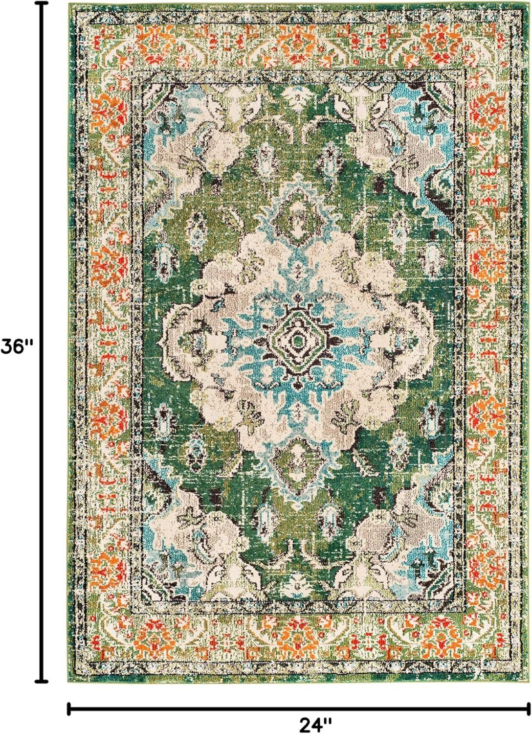 image:imageSAFAVIEH Monaco Collection Area Rug 8 x 11 Violet amp Light Blue NonShedding amp Easy to Clean Distressed Medallion Design Ideal for Living Room Bedroom Dining Space MNC243LForest GreenLight Blue