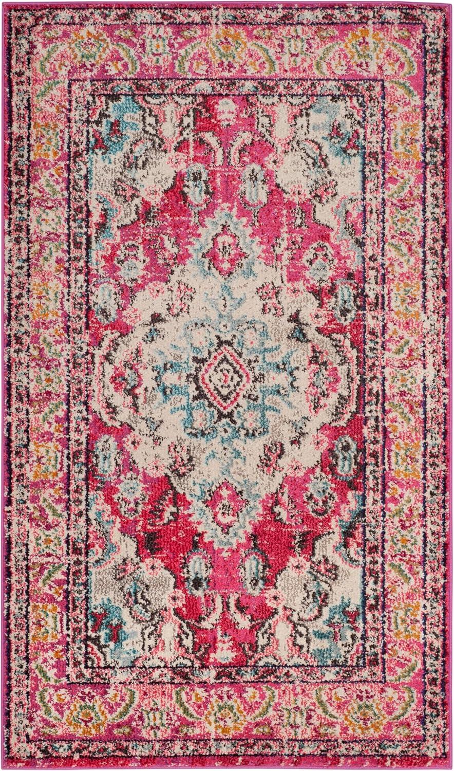 image:imageSAFAVIEH Monaco Collection Area Rug 8 x 11 Violet amp Light Blue NonShedding amp Easy to Clean Distressed Medallion Design Ideal for Living Room Bedroom Dining Space MNC243LPinkMulti