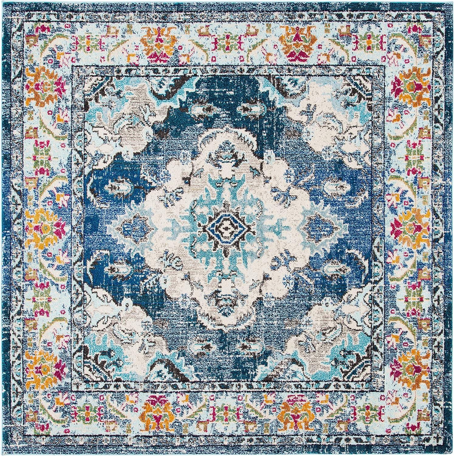 image:imageSAFAVIEH Monaco Collection Area Rug 8 x 11 Violet amp Light Blue NonShedding amp Easy to Clean Distressed Medallion Design Ideal for Living Room Bedroom Dining Space MNC243LNavyLight Blue
