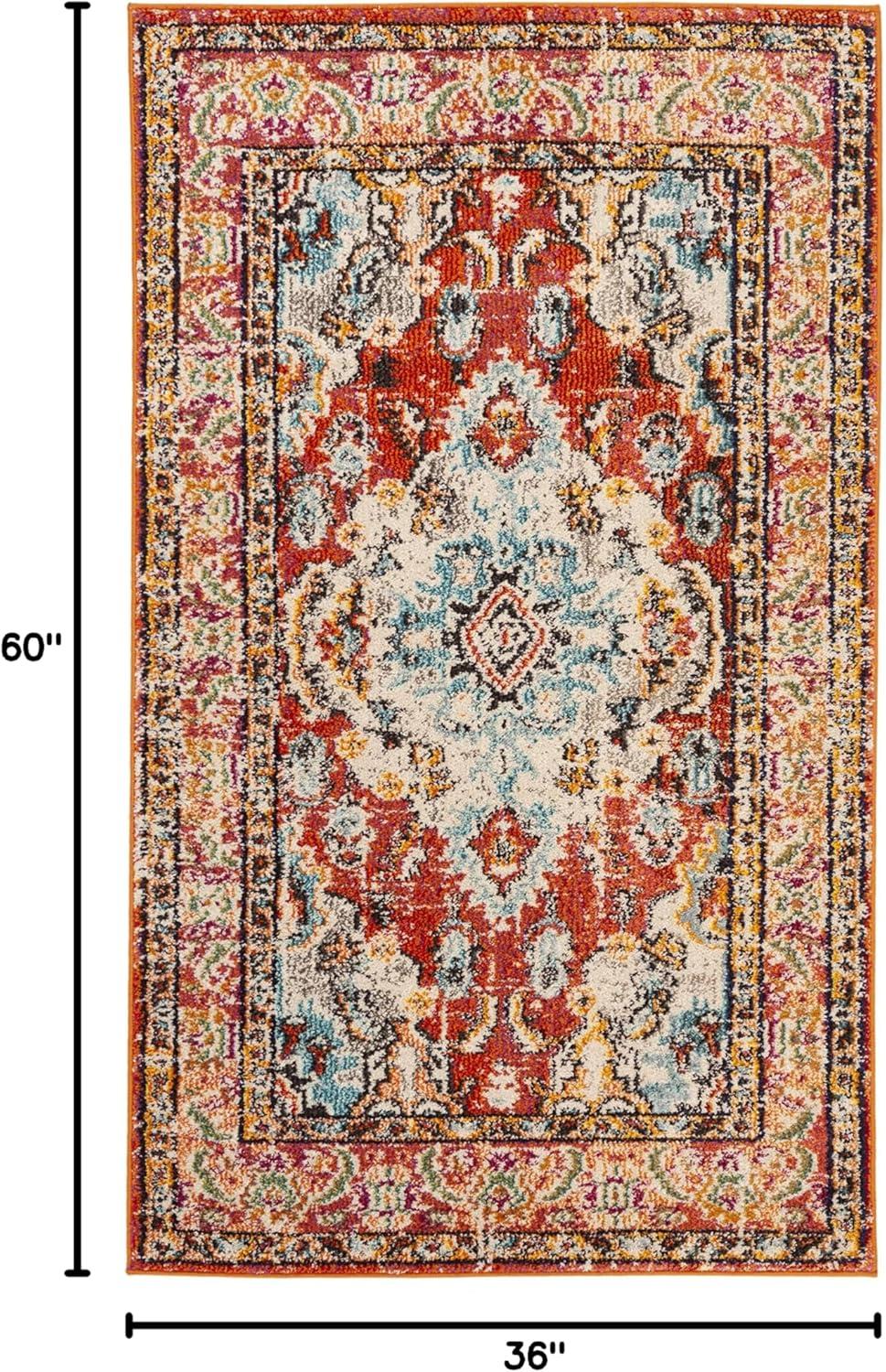 image:imageSAFAVIEH Monaco Collection Area Rug 8 x 11 Violet amp Light Blue NonShedding amp Easy to Clean Distressed Medallion Design Ideal for Living Room Bedroom Dining Space MNC243LOrangeLight Blue