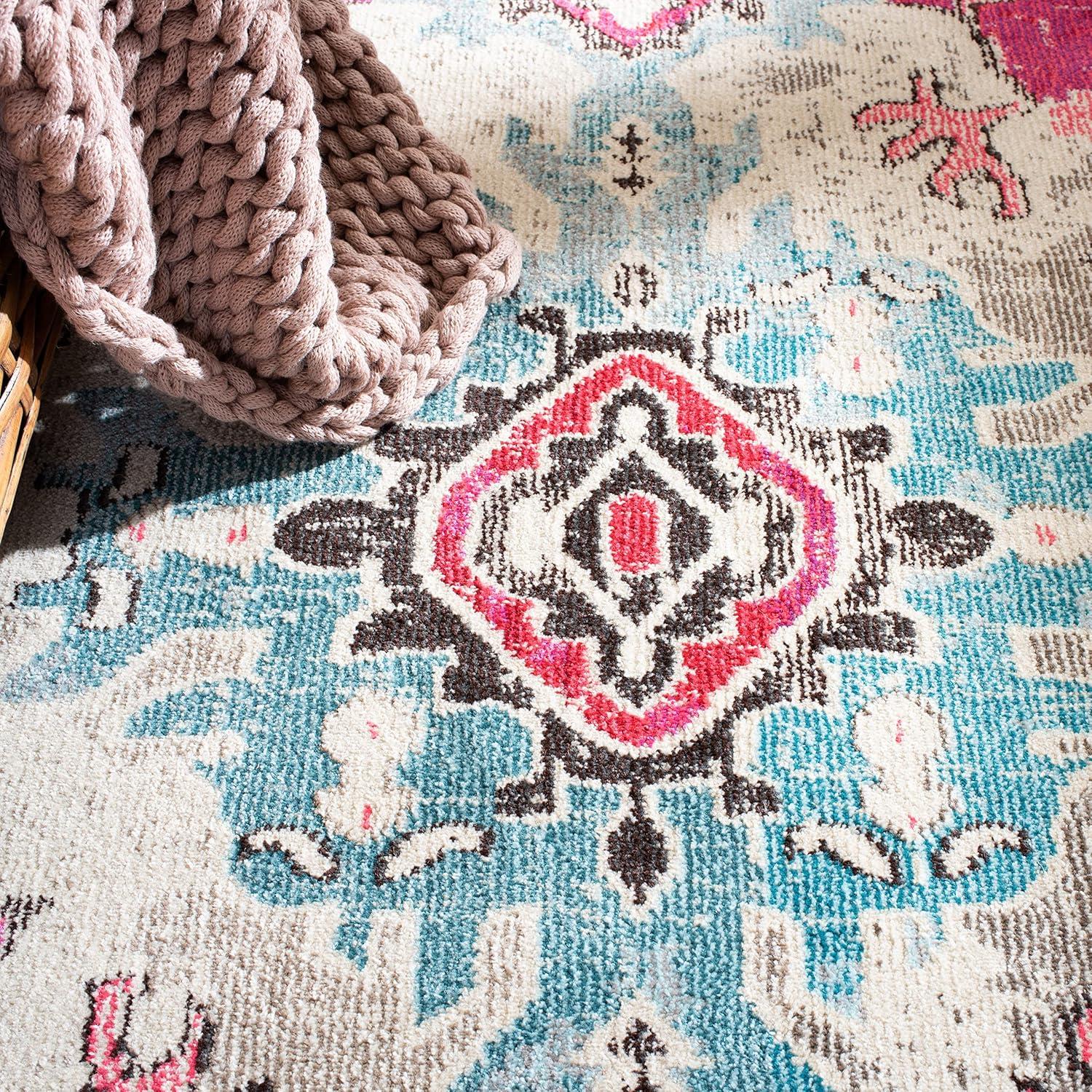 image:imageSAFAVIEH Monaco Collection Area Rug 8 x 11 Violet amp Light Blue NonShedding amp Easy to Clean Distressed Medallion Design Ideal for Living Room Bedroom Dining Space MNC243LPinkMulti
