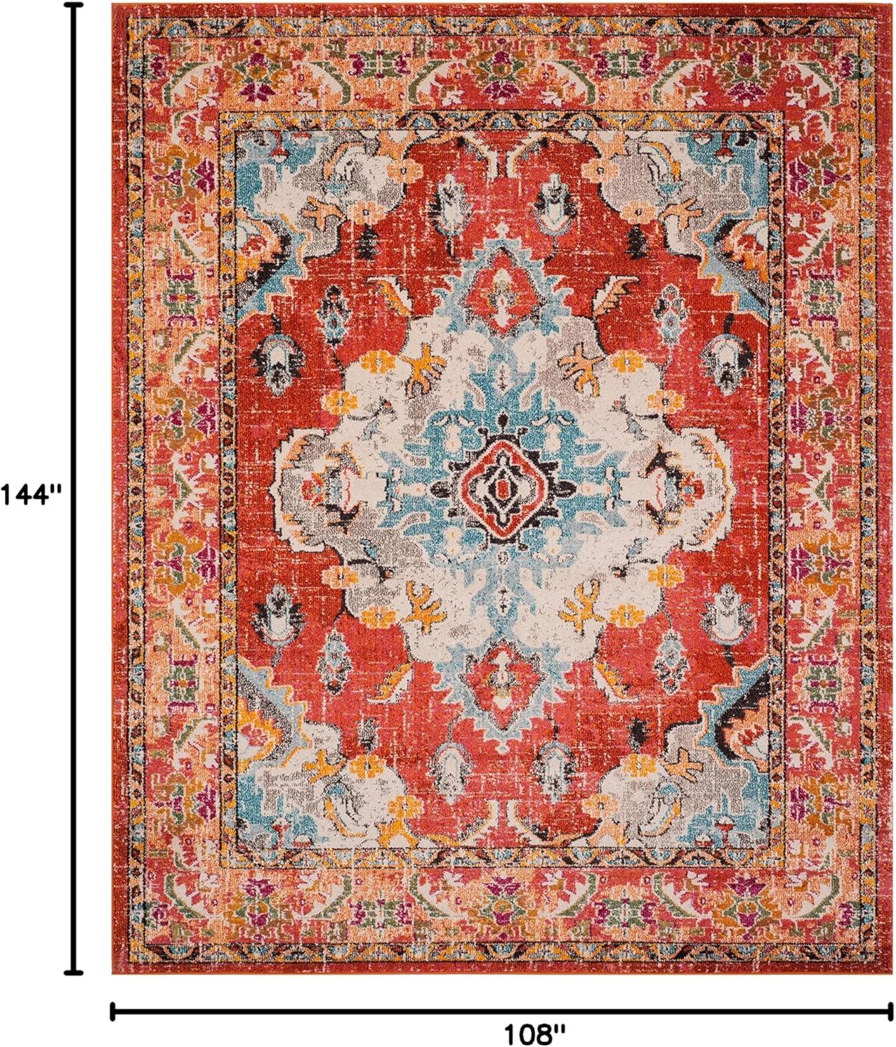 image:imageSAFAVIEH Monaco Collection Area Rug 8 x 11 Violet amp Light Blue NonShedding amp Easy to Clean Distressed Medallion Design Ideal for Living Room Bedroom Dining Space MNC243LOrangeLight Blue