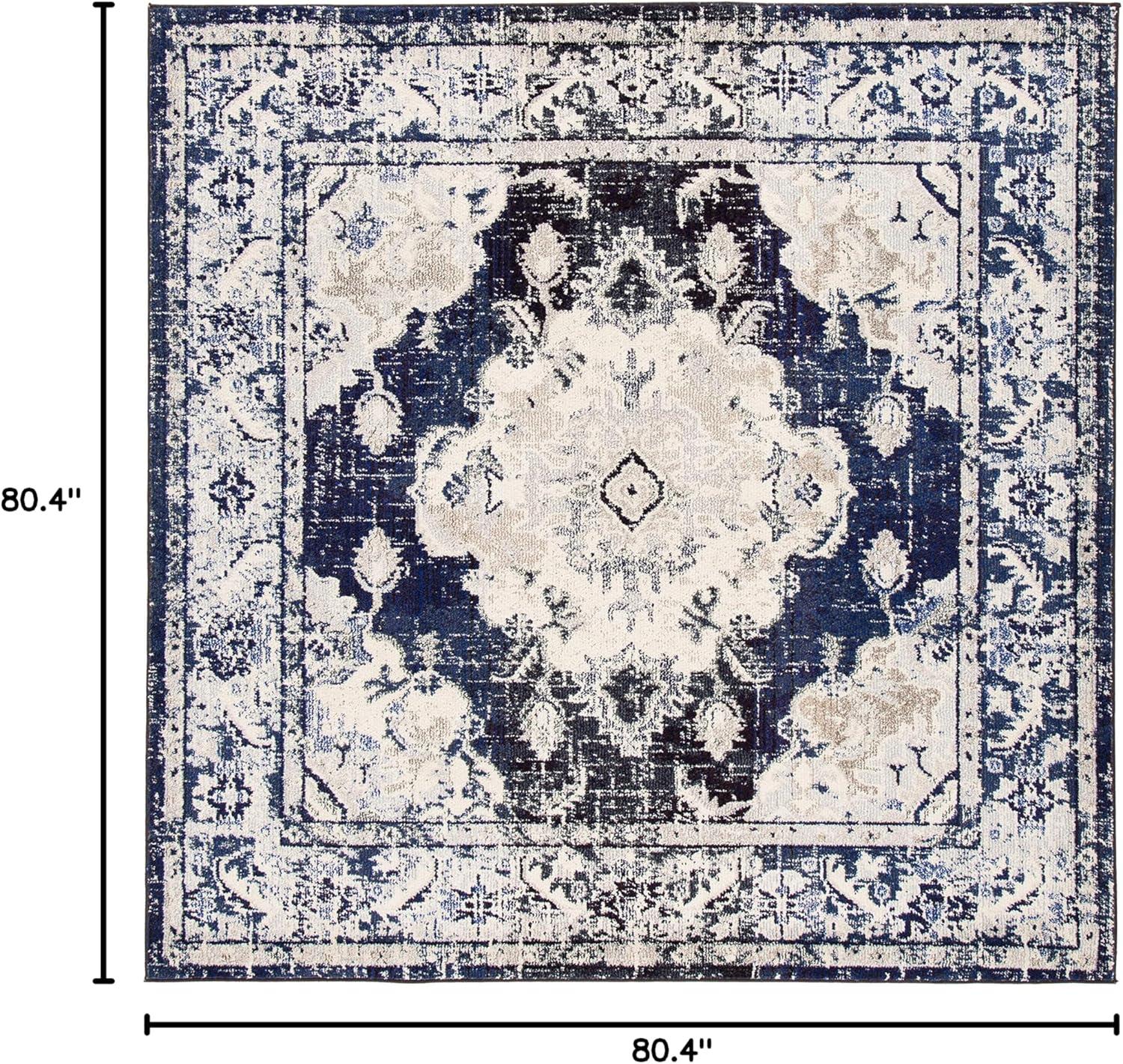 image:imageSAFAVIEH Monaco Collection Area Rug 8 x 11 Violet amp Light Blue NonShedding amp Easy to Clean Distressed Medallion Design Ideal for Living Room Bedroom Dining Space MNC243LIvoryNavy