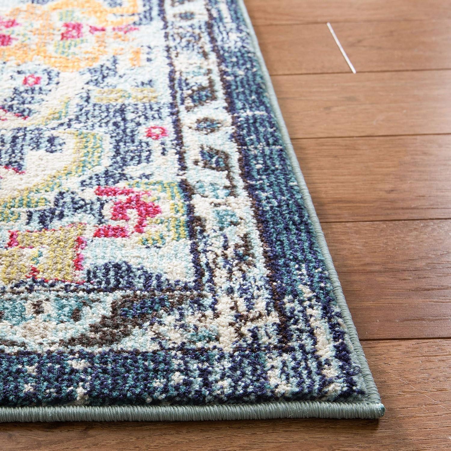 image:imageSAFAVIEH Monaco Collection Area Rug 8 x 11 Violet amp Light Blue NonShedding amp Easy to Clean Distressed Medallion Design Ideal for Living Room Bedroom Dining Space MNC243LNavyLight Blue