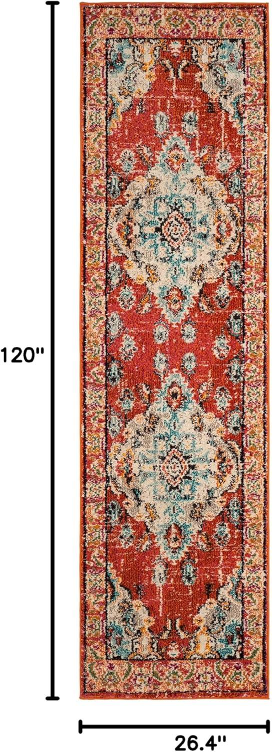 image:imageSAFAVIEH Monaco Collection Area Rug 8 x 11 Violet amp Light Blue NonShedding amp Easy to Clean Distressed Medallion Design Ideal for Living Room Bedroom Dining Space MNC243LOrangeLight Blue
