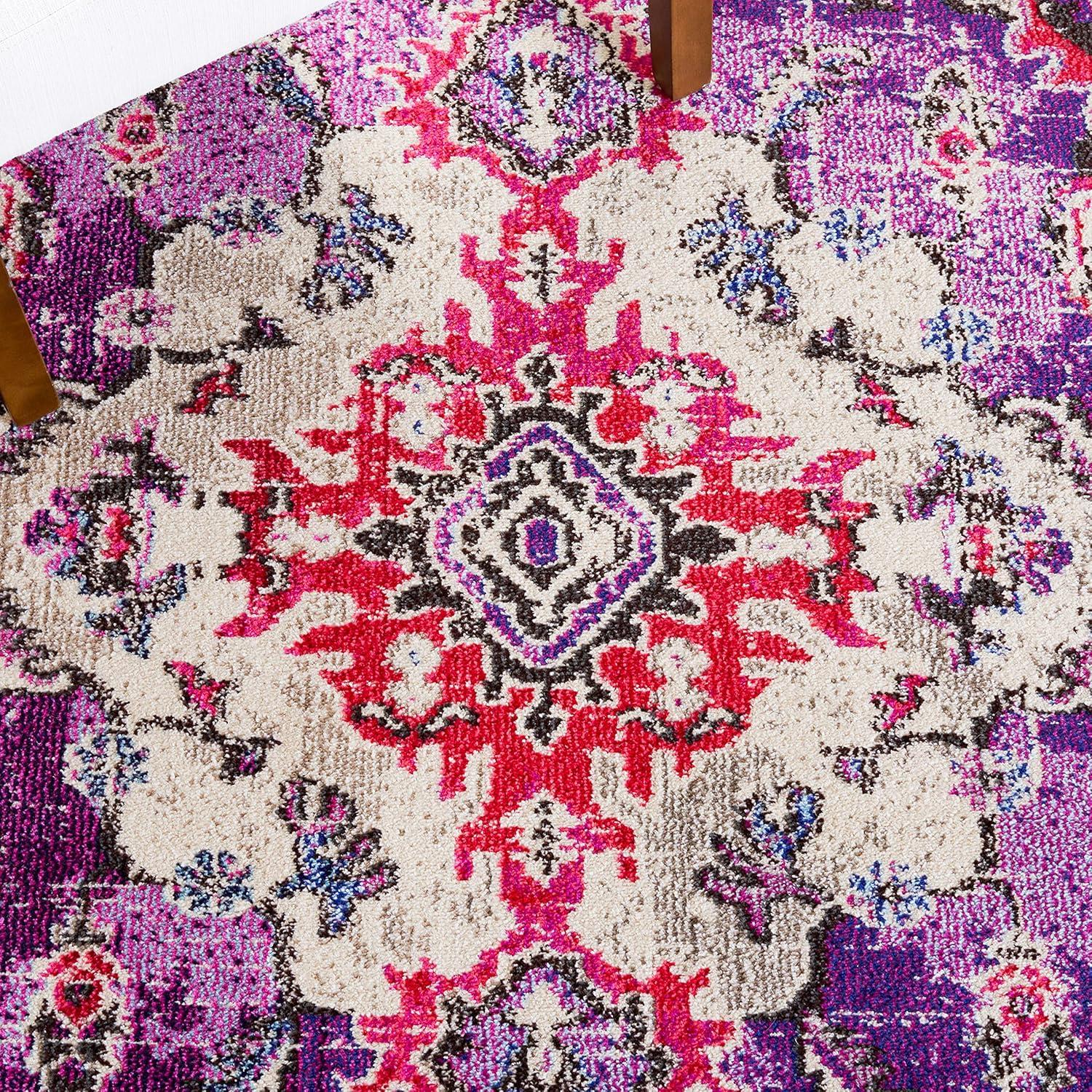 image:imageSAFAVIEH Monaco Collection Area Rug 8 x 11 Violet amp Light Blue NonShedding amp Easy to Clean Distressed Medallion Design Ideal for Living Room Bedroom Dining Space MNC243LVioletFuchsia