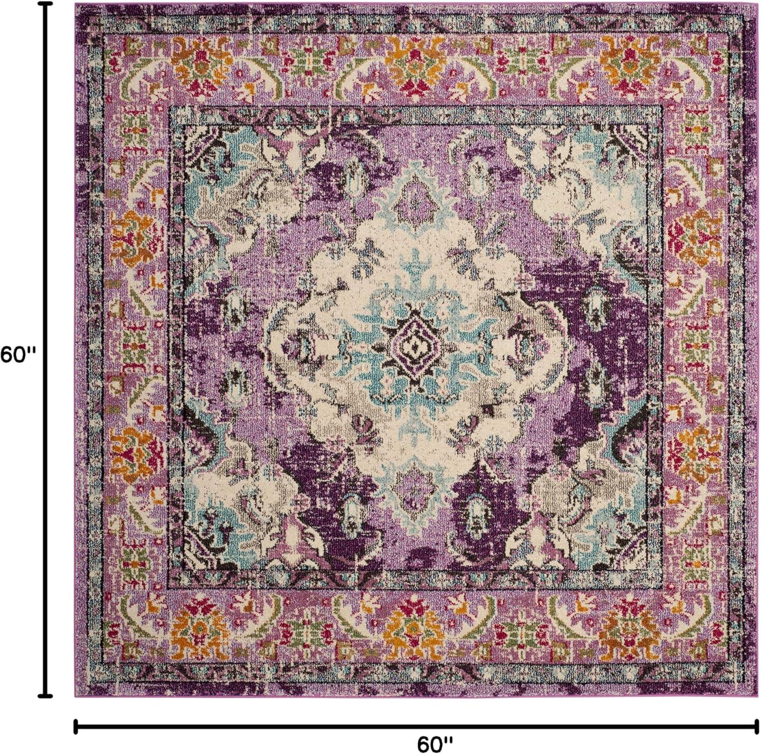 image:imageSAFAVIEH Monaco Collection Area Rug 8 x 11 Violet amp Light Blue NonShedding amp Easy to Clean Distressed Medallion Design Ideal for Living Room Bedroom Dining Space MNC243LVioletLight Blue