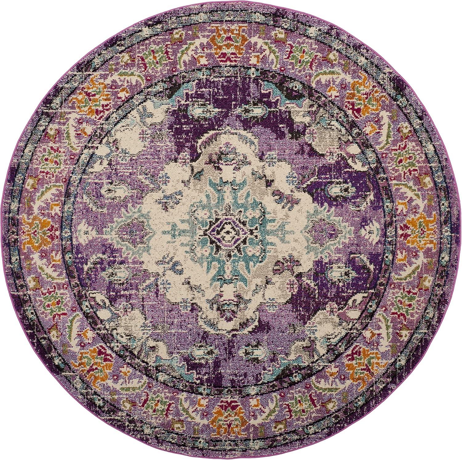 image:imageSAFAVIEH Monaco Collection Area Rug 8 x 11 Violet amp Light Blue NonShedding amp Easy to Clean Distressed Medallion Design Ideal for Living Room Bedroom Dining Space MNC243LVioletLight Blue