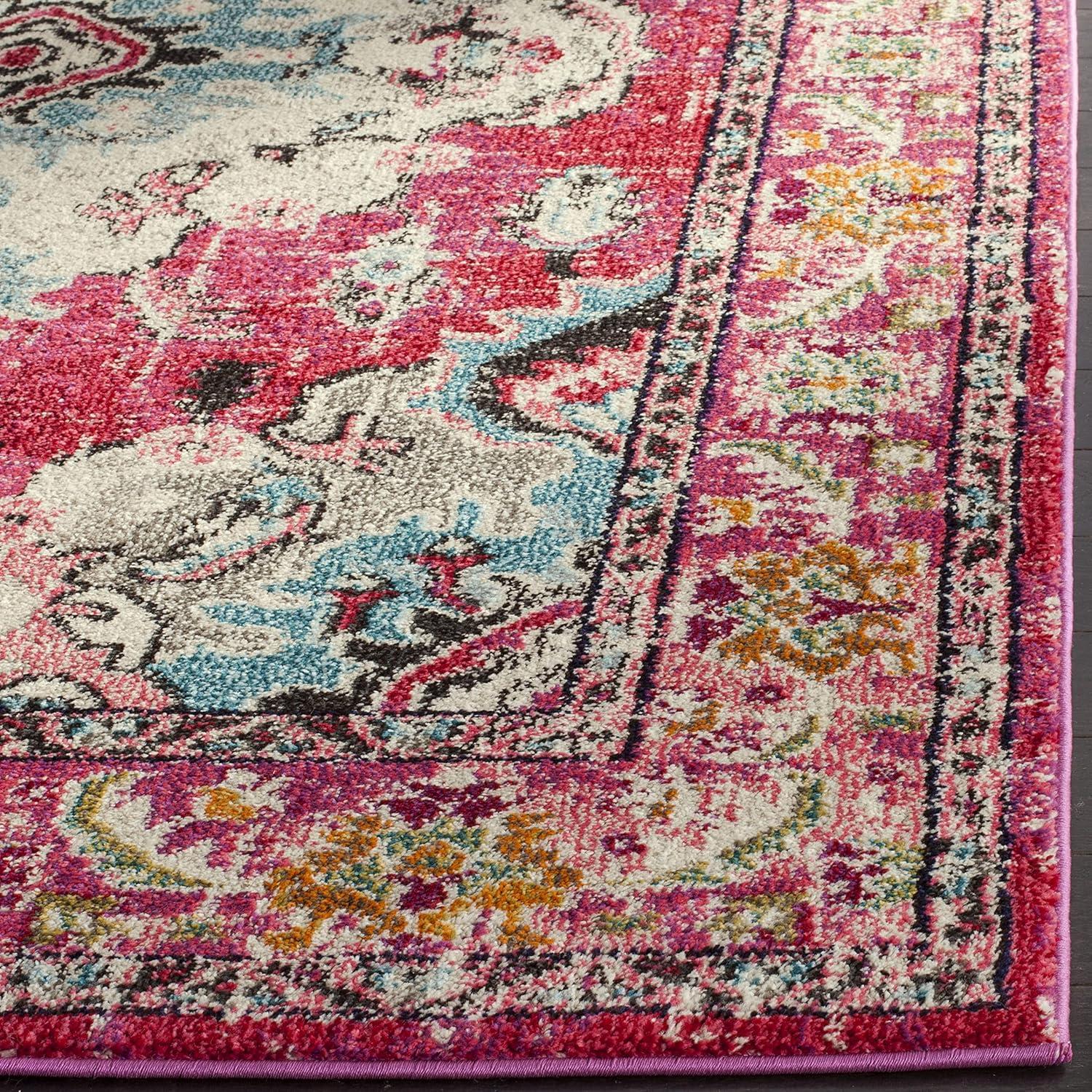 image:imageSAFAVIEH Monaco Collection Area Rug 8 x 11 Violet amp Light Blue NonShedding amp Easy to Clean Distressed Medallion Design Ideal for Living Room Bedroom Dining Space MNC243LPinkMulti