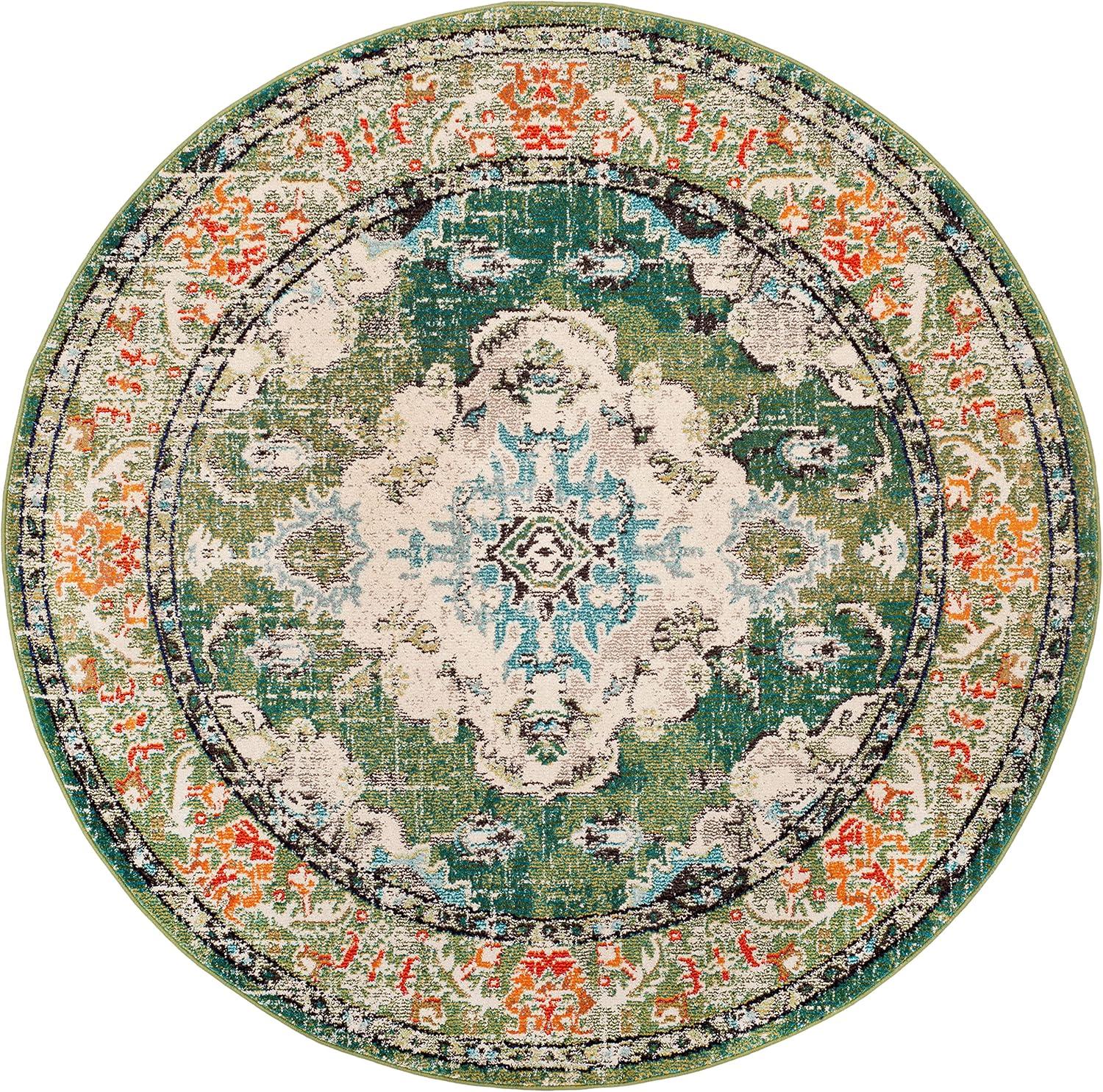 image:imageSAFAVIEH Monaco Collection Area Rug 8 x 11 Violet amp Light Blue NonShedding amp Easy to Clean Distressed Medallion Design Ideal for Living Room Bedroom Dining Space MNC243LForest GreenLight Blue
