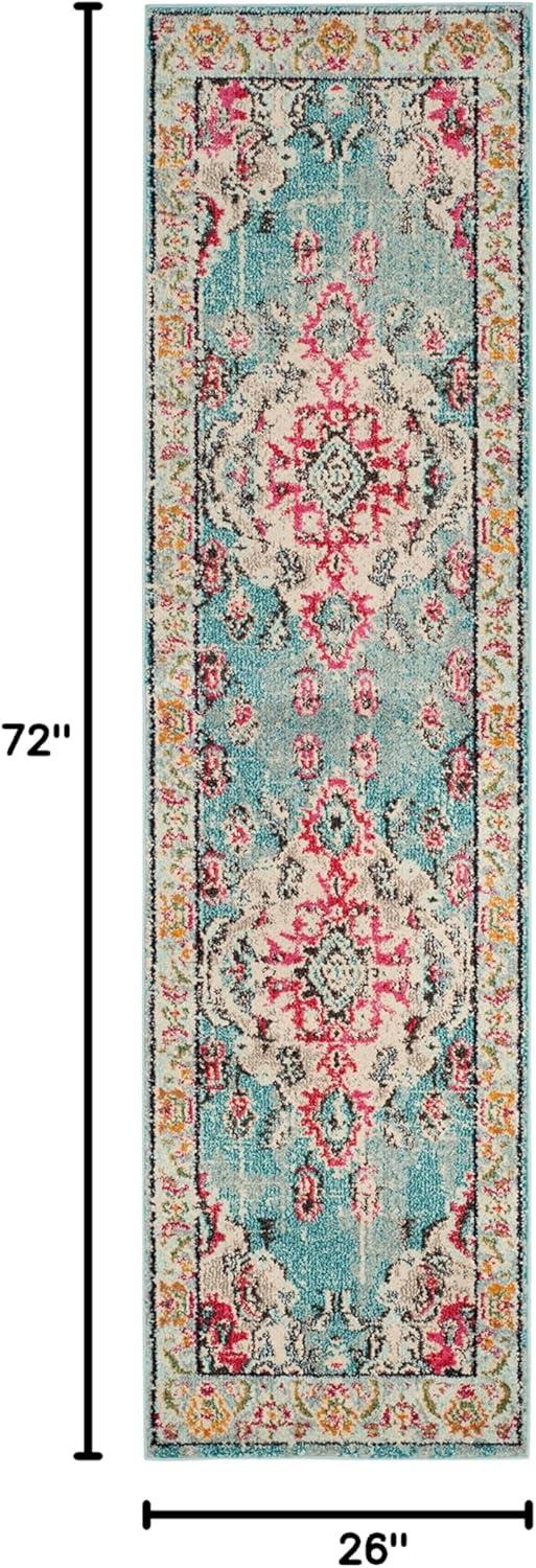 image:imageSAFAVIEH Monaco Collection Area Rug 8 x 11 Violet amp Light Blue NonShedding amp Easy to Clean Distressed Medallion Design Ideal for Living Room Bedroom Dining Space MNC243LLight BlueFuchsia
