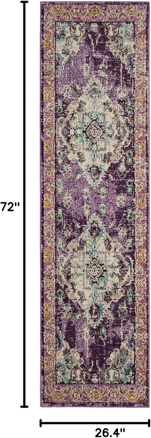 image:imageSAFAVIEH Monaco Collection Area Rug 8 x 11 Violet amp Light Blue NonShedding amp Easy to Clean Distressed Medallion Design Ideal for Living Room Bedroom Dining Space MNC243LVioletLight Blue