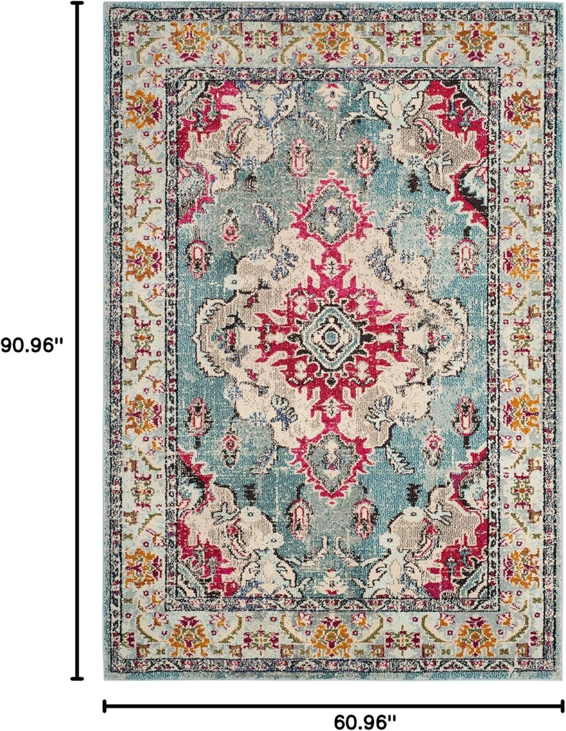 image:imageSAFAVIEH Monaco Collection Area Rug 8 x 11 Violet amp Light Blue NonShedding amp Easy to Clean Distressed Medallion Design Ideal for Living Room Bedroom Dining Space MNC243LLight BlueFuchsia