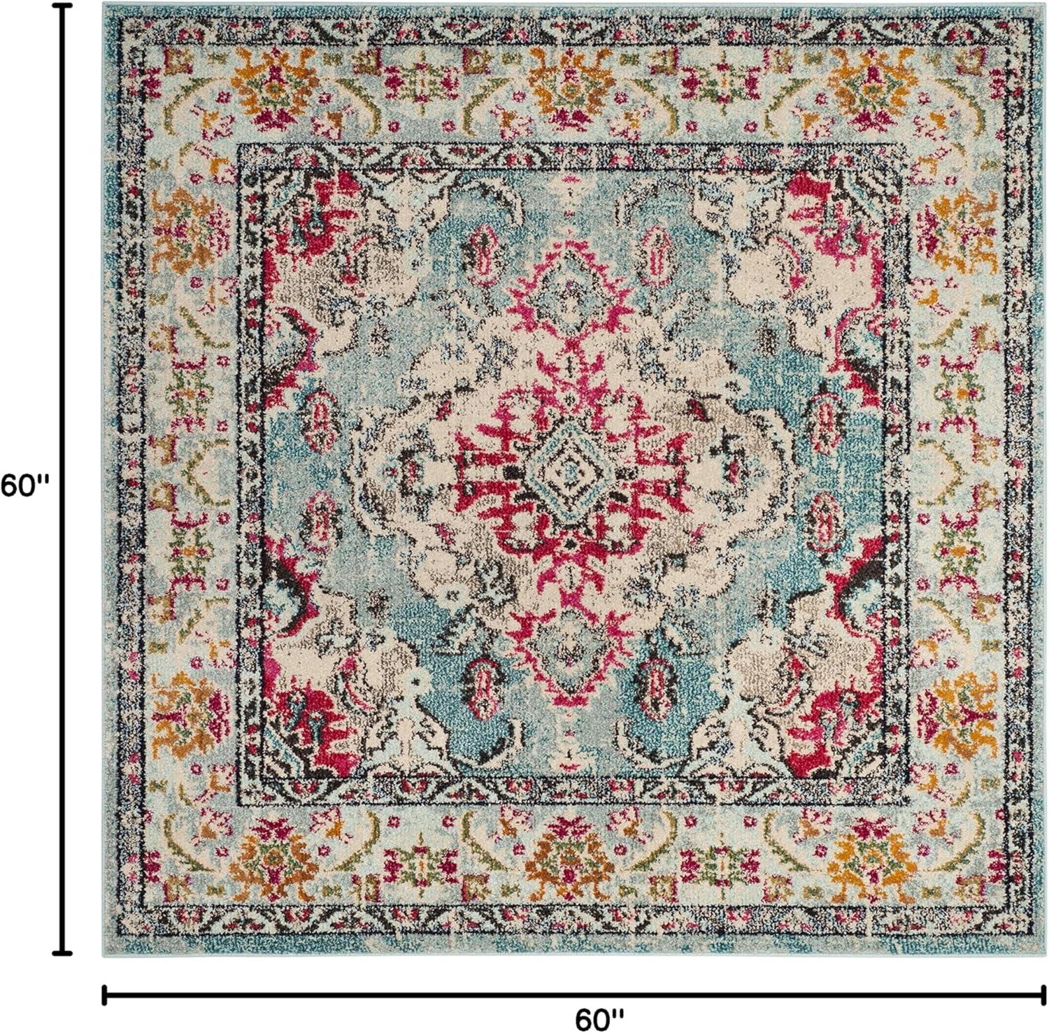 image:imageSAFAVIEH Monaco Collection Area Rug 8 x 11 Violet amp Light Blue NonShedding amp Easy to Clean Distressed Medallion Design Ideal for Living Room Bedroom Dining Space MNC243LLight BlueFuchsia