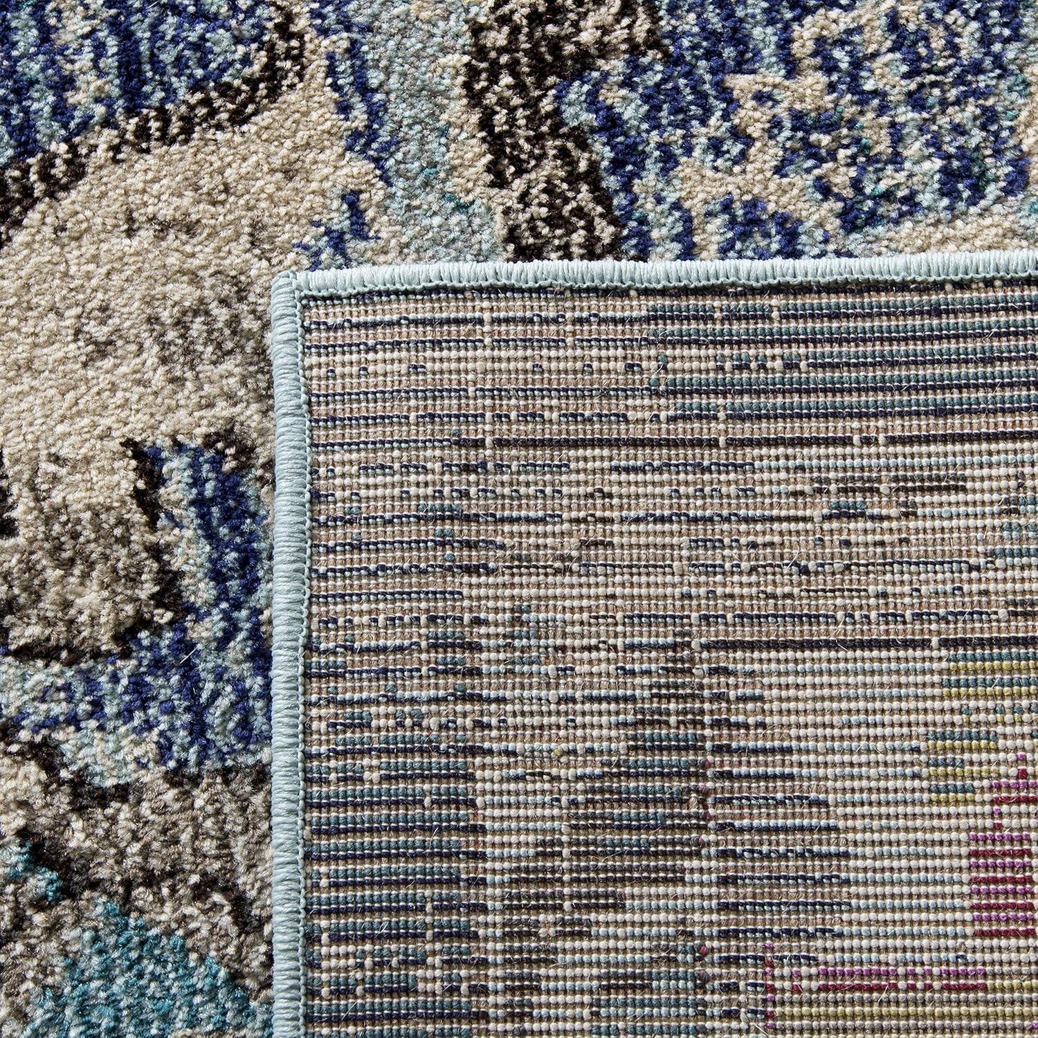 image:imageSAFAVIEH Monaco Collection Area Rug 8 x 11 Violet amp Light Blue NonShedding amp Easy to Clean Distressed Medallion Design Ideal for Living Room Bedroom Dining Space MNC243LNavyLight Blue