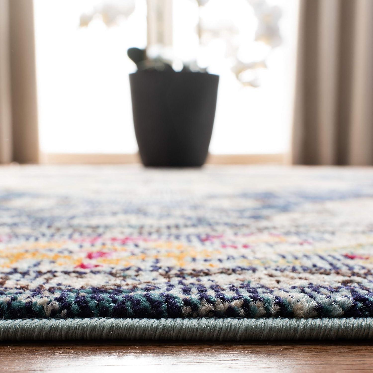 image:imageSAFAVIEH Monaco Collection Area Rug 8 x 11 Violet amp Light Blue NonShedding amp Easy to Clean Distressed Medallion Design Ideal for Living Room Bedroom Dining Space MNC243LNavyLight Blue