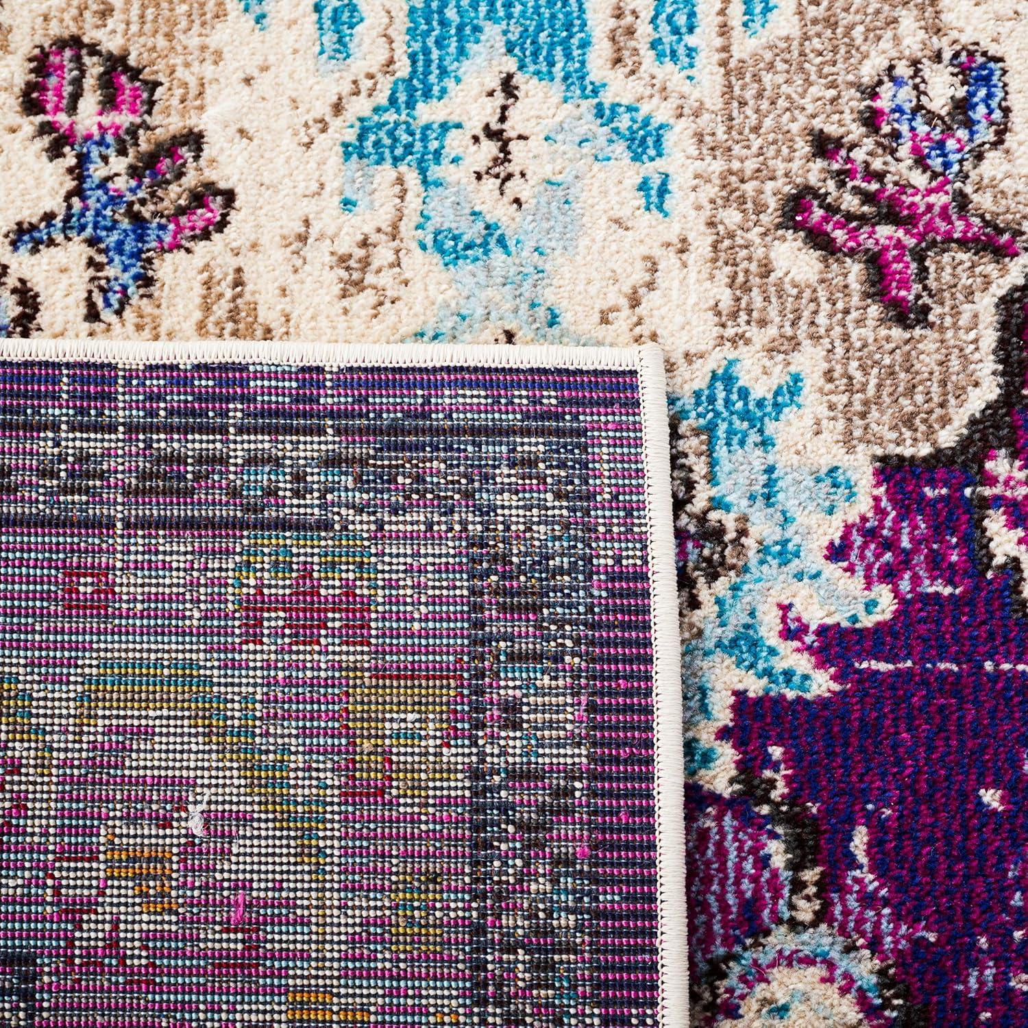 image:imageSAFAVIEH Monaco Collection Area Rug 8 x 11 Violet amp Light Blue NonShedding amp Easy to Clean Distressed Medallion Design Ideal for Living Room Bedroom Dining Space MNC243LVioletLight Blue