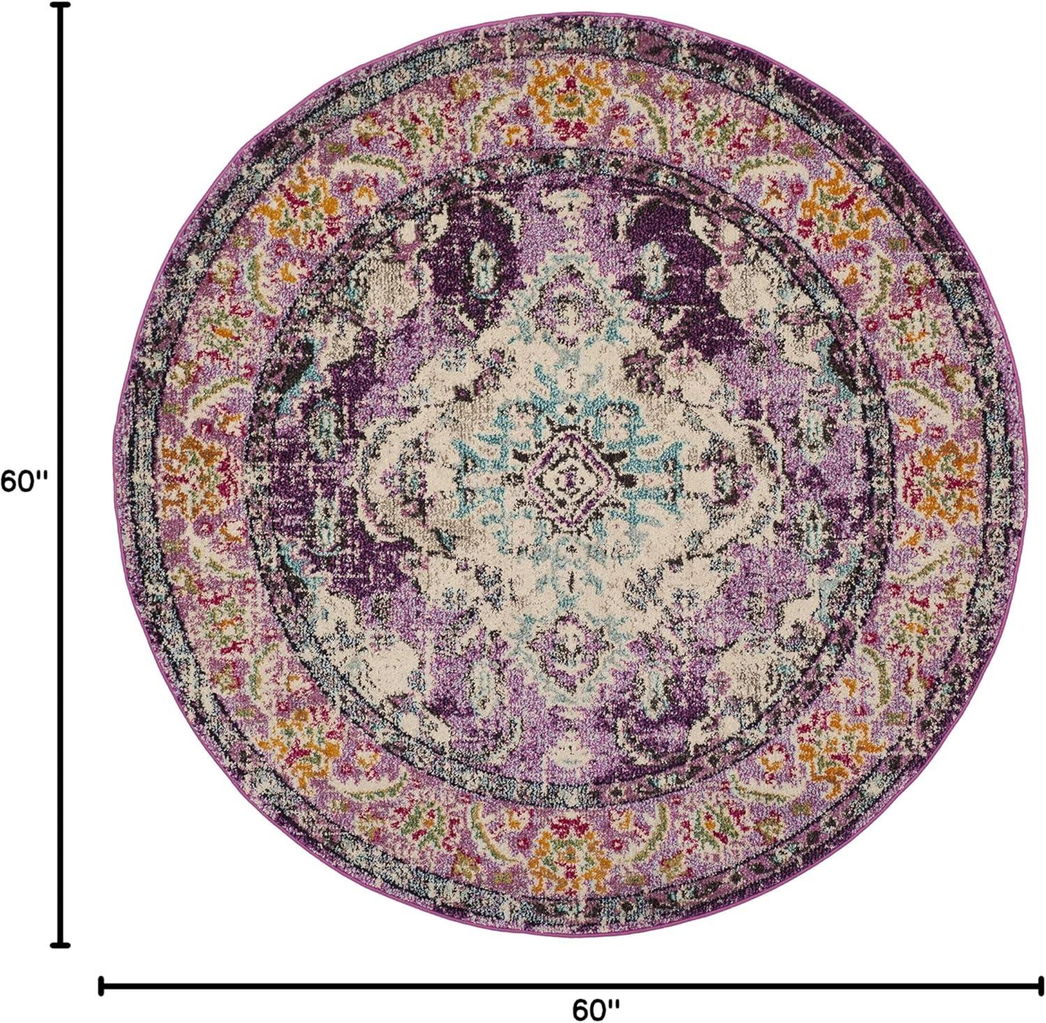 image:imageSAFAVIEH Monaco Collection Area Rug 8 x 11 Violet amp Light Blue NonShedding amp Easy to Clean Distressed Medallion Design Ideal for Living Room Bedroom Dining Space MNC243LVioletLight Blue