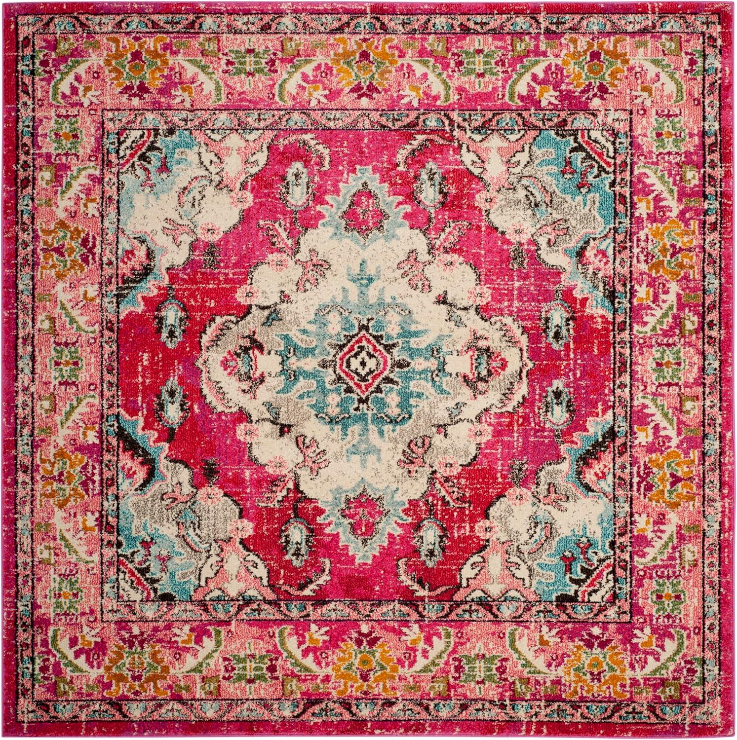 image:imageSAFAVIEH Monaco Collection Area Rug 8 x 11 Violet amp Light Blue NonShedding amp Easy to Clean Distressed Medallion Design Ideal for Living Room Bedroom Dining Space MNC243LPinkMulti