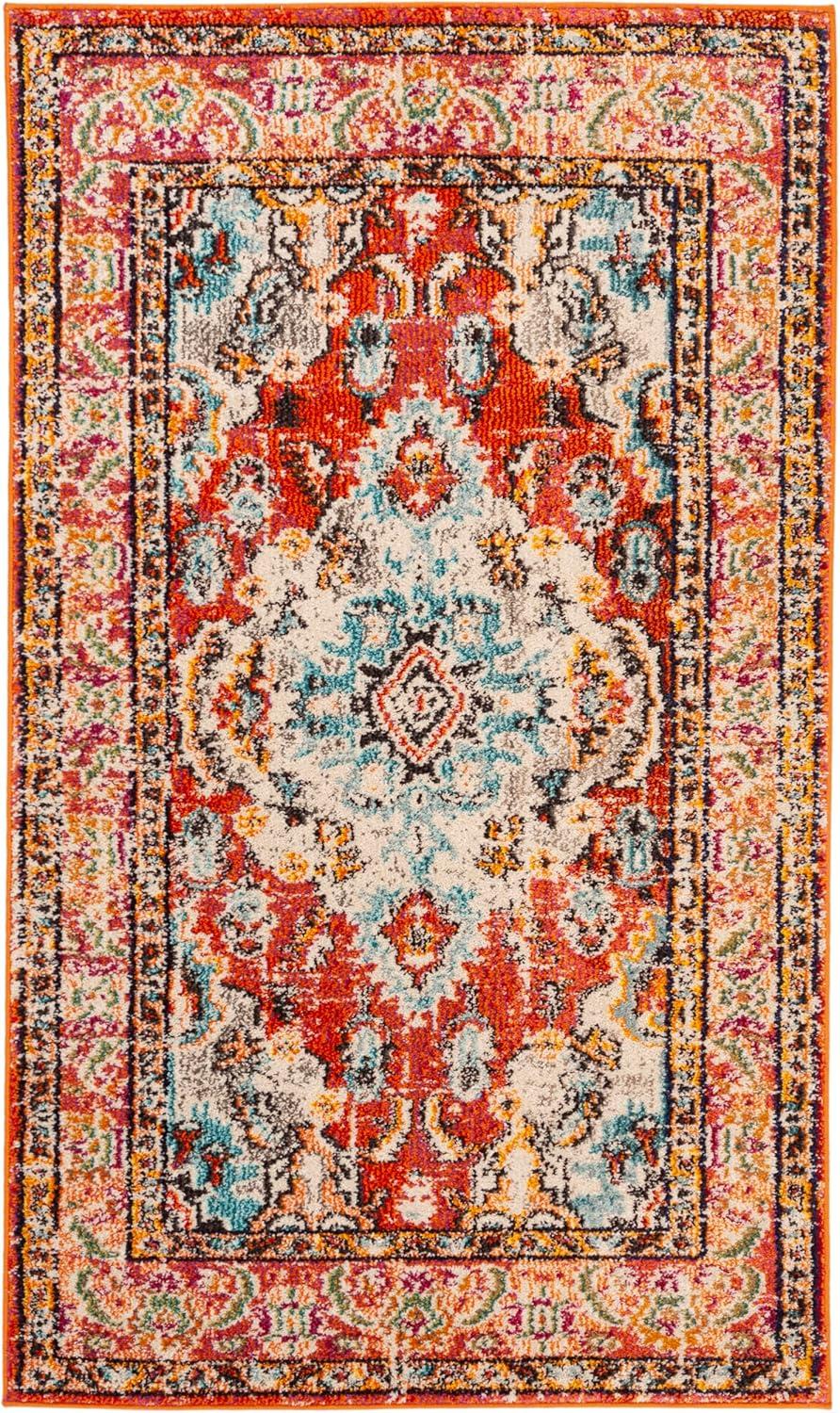 image:imageSAFAVIEH Monaco Collection Area Rug 8 x 11 Violet amp Light Blue NonShedding amp Easy to Clean Distressed Medallion Design Ideal for Living Room Bedroom Dining Space MNC243LOrangeLight Blue