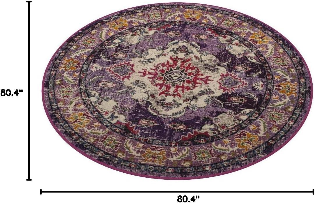 image:imageSAFAVIEH Monaco Collection Area Rug 8 x 11 Violet amp Light Blue NonShedding amp Easy to Clean Distressed Medallion Design Ideal for Living Room Bedroom Dining Space MNC243LVioletFuchsia