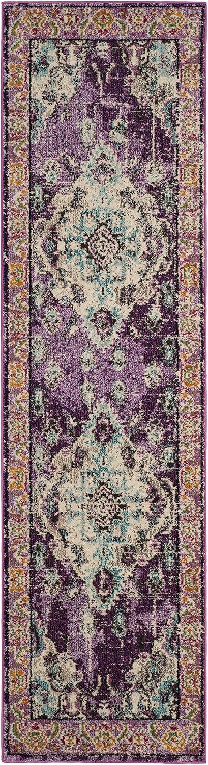 image:imageSAFAVIEH Monaco Collection Area Rug 8 x 11 Violet amp Light Blue NonShedding amp Easy to Clean Distressed Medallion Design Ideal for Living Room Bedroom Dining Space MNC243LVioletLight Blue