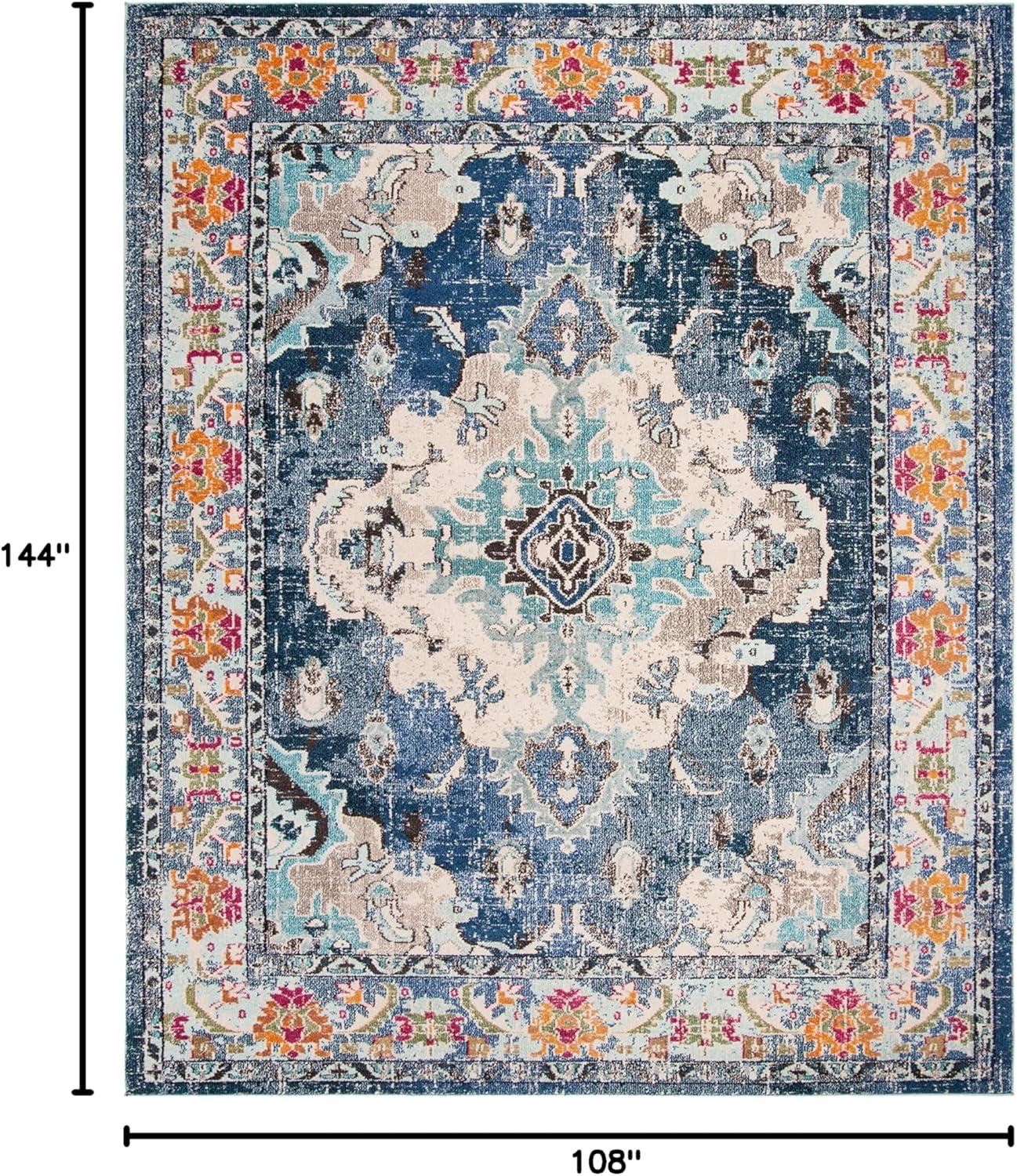 image:imageSAFAVIEH Monaco Collection Area Rug 8 x 11 Violet amp Light Blue NonShedding amp Easy to Clean Distressed Medallion Design Ideal for Living Room Bedroom Dining Space MNC243LNavyLight Blue