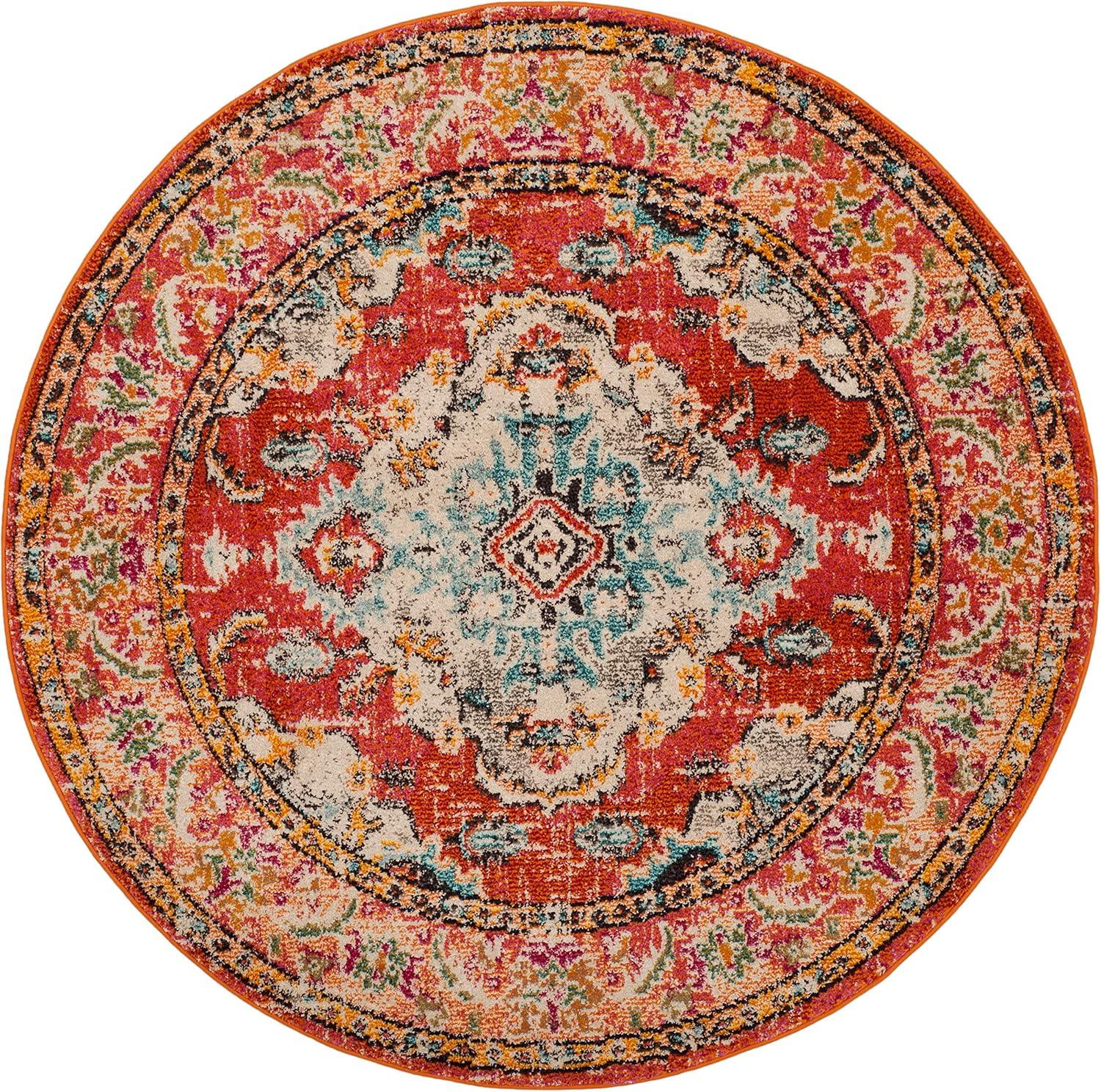 image:imageSAFAVIEH Monaco Collection Area Rug 8 x 11 Violet amp Light Blue NonShedding amp Easy to Clean Distressed Medallion Design Ideal for Living Room Bedroom Dining Space MNC243LOrangeLight Blue