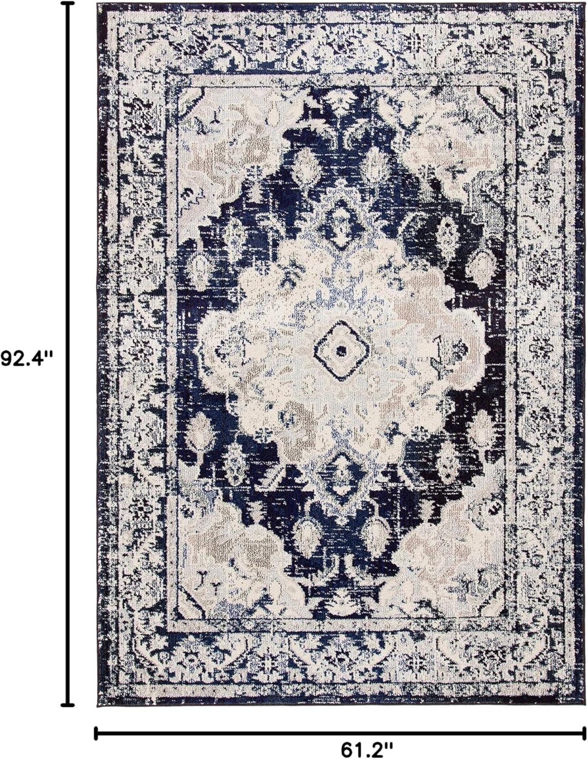 image:imageSAFAVIEH Monaco Collection Area Rug 8 x 11 Violet amp Light Blue NonShedding amp Easy to Clean Distressed Medallion Design Ideal for Living Room Bedroom Dining Space MNC243LIvoryNavy