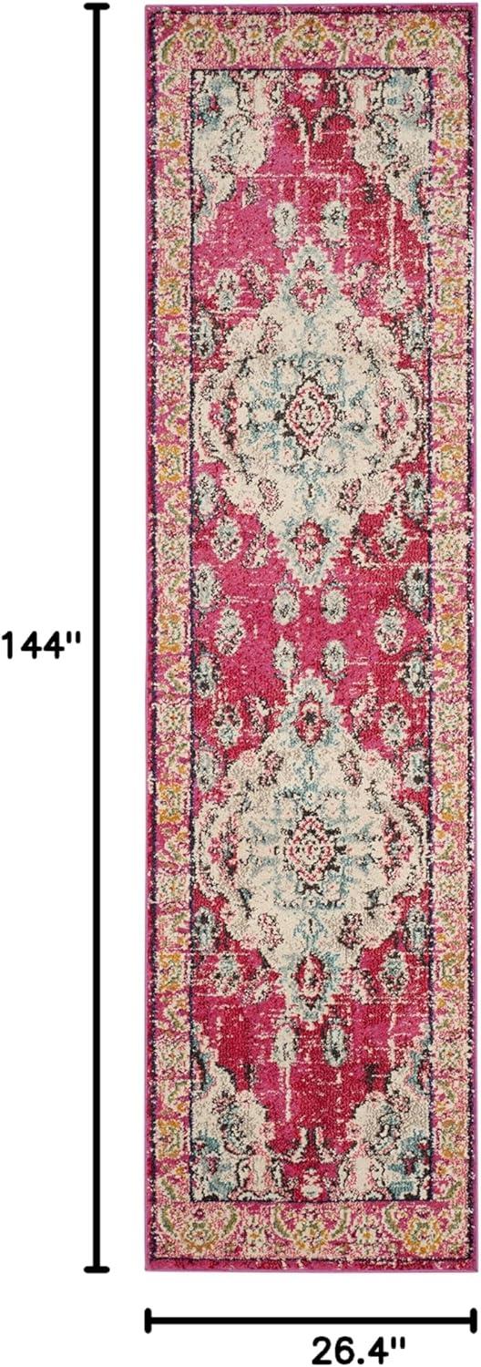 image:imageSAFAVIEH Monaco Collection Area Rug 8 x 11 Violet amp Light Blue NonShedding amp Easy to Clean Distressed Medallion Design Ideal for Living Room Bedroom Dining Space MNC243LPinkMulti