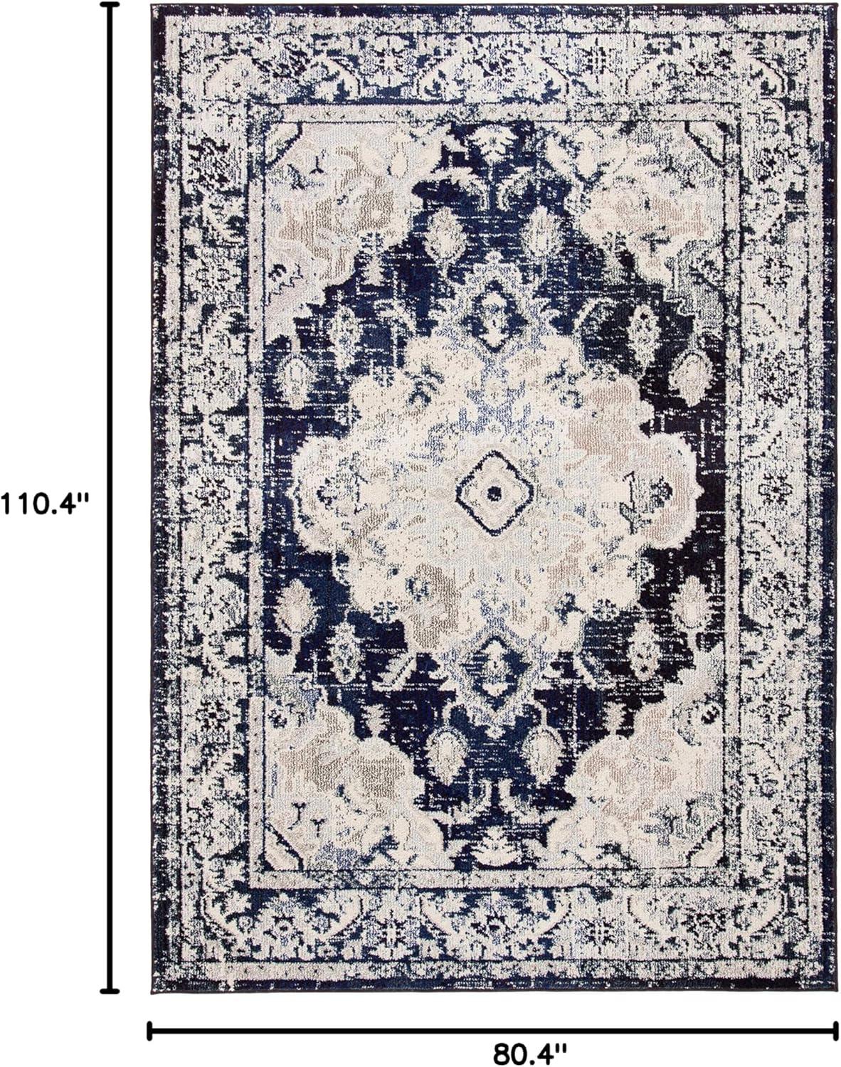 image:imageSAFAVIEH Monaco Collection Area Rug 8 x 11 Violet amp Light Blue NonShedding amp Easy to Clean Distressed Medallion Design Ideal for Living Room Bedroom Dining Space MNC243LIvoryNavy