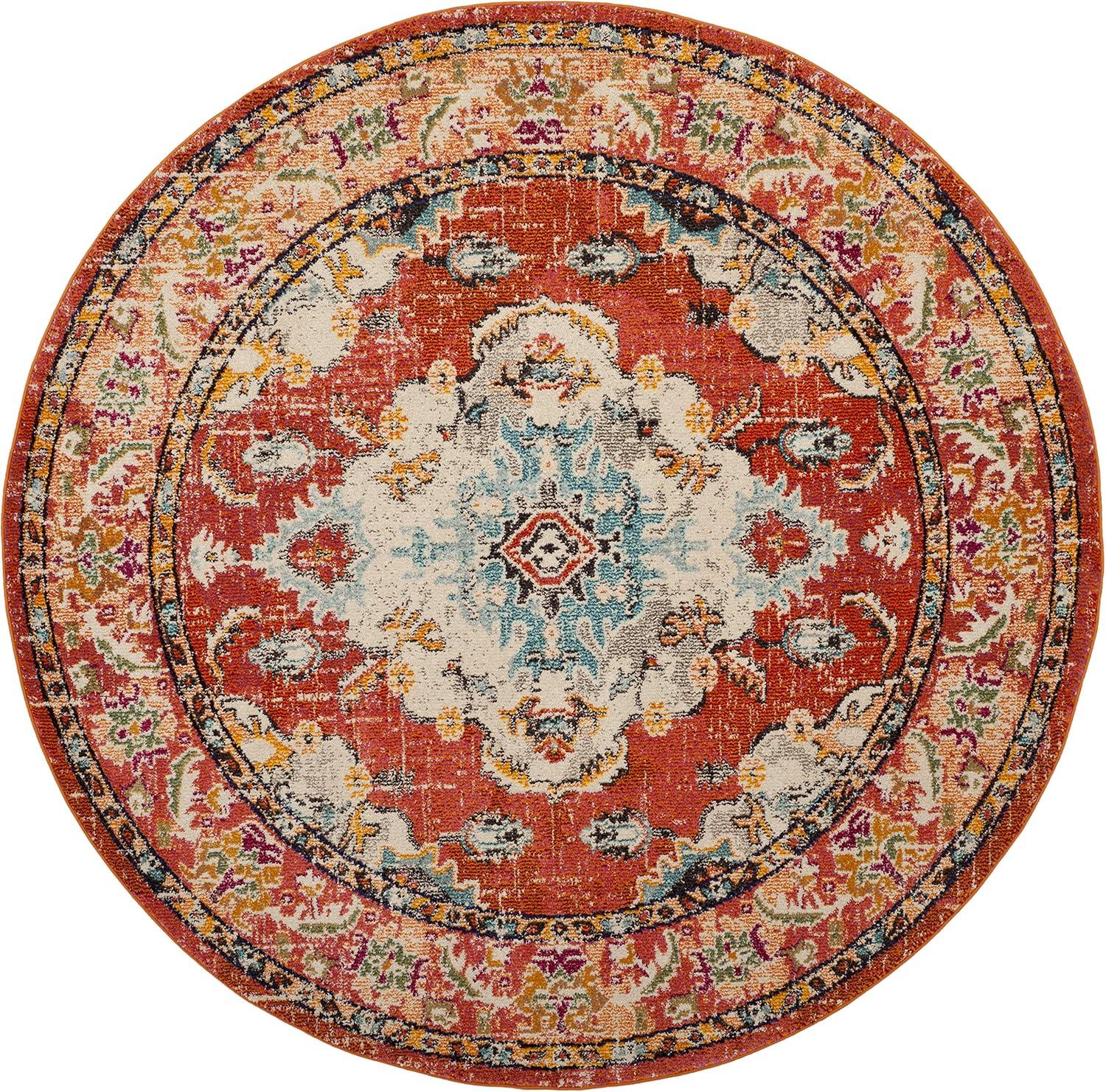 image:imageSAFAVIEH Monaco Collection Area Rug 8 x 11 Violet amp Light Blue NonShedding amp Easy to Clean Distressed Medallion Design Ideal for Living Room Bedroom Dining Space MNC243LOrangeLight Blue