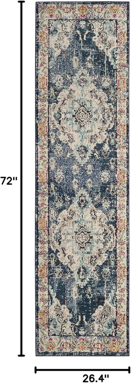 image:imageSAFAVIEH Monaco Collection Area Rug 8 x 11 Violet amp Light Blue NonShedding amp Easy to Clean Distressed Medallion Design Ideal for Living Room Bedroom Dining Space MNC243LNavyLight Blue