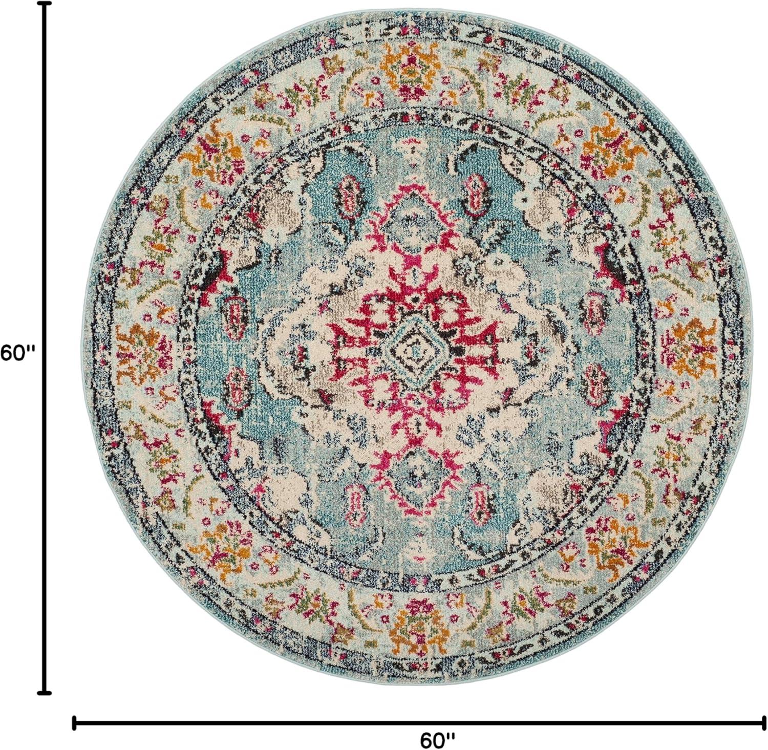 image:imageSAFAVIEH Monaco Collection Area Rug 8 x 11 Violet amp Light Blue NonShedding amp Easy to Clean Distressed Medallion Design Ideal for Living Room Bedroom Dining Space MNC243LLight BlueFuchsia