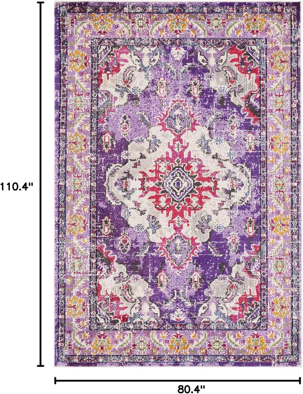 image:imageSAFAVIEH Monaco Collection Area Rug 8 x 11 Violet amp Light Blue NonShedding amp Easy to Clean Distressed Medallion Design Ideal for Living Room Bedroom Dining Space MNC243LVioletFuchsia