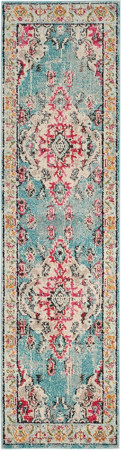 image:imageSAFAVIEH Monaco Collection Area Rug 8 x 11 Violet amp Light Blue NonShedding amp Easy to Clean Distressed Medallion Design Ideal for Living Room Bedroom Dining Space MNC243LLight BlueFuchsia