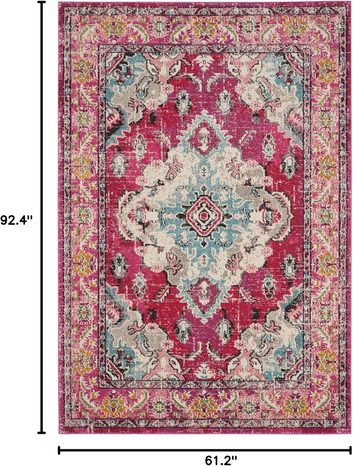image:imageSAFAVIEH Monaco Collection Area Rug 8 x 11 Violet amp Light Blue NonShedding amp Easy to Clean Distressed Medallion Design Ideal for Living Room Bedroom Dining Space MNC243LPinkMulti