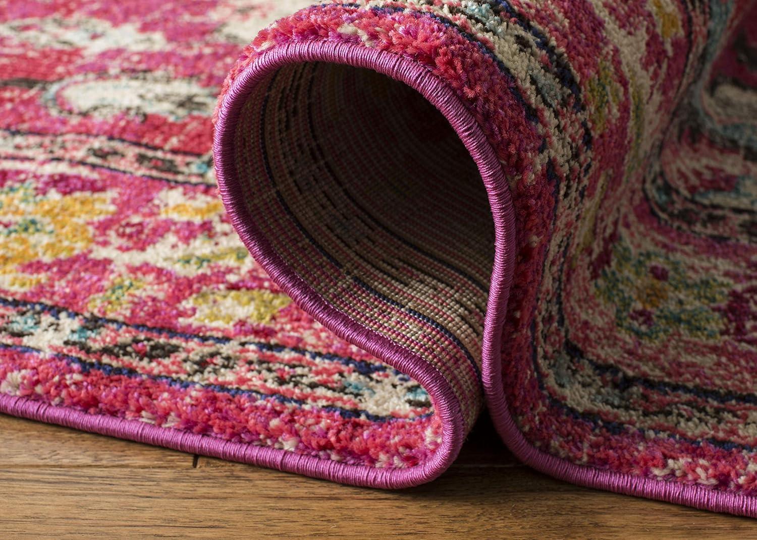 image:imageSAFAVIEH Monaco Collection Area Rug 8 x 11 Violet amp Light Blue NonShedding amp Easy to Clean Distressed Medallion Design Ideal for Living Room Bedroom Dining Space MNC243LPinkMulti